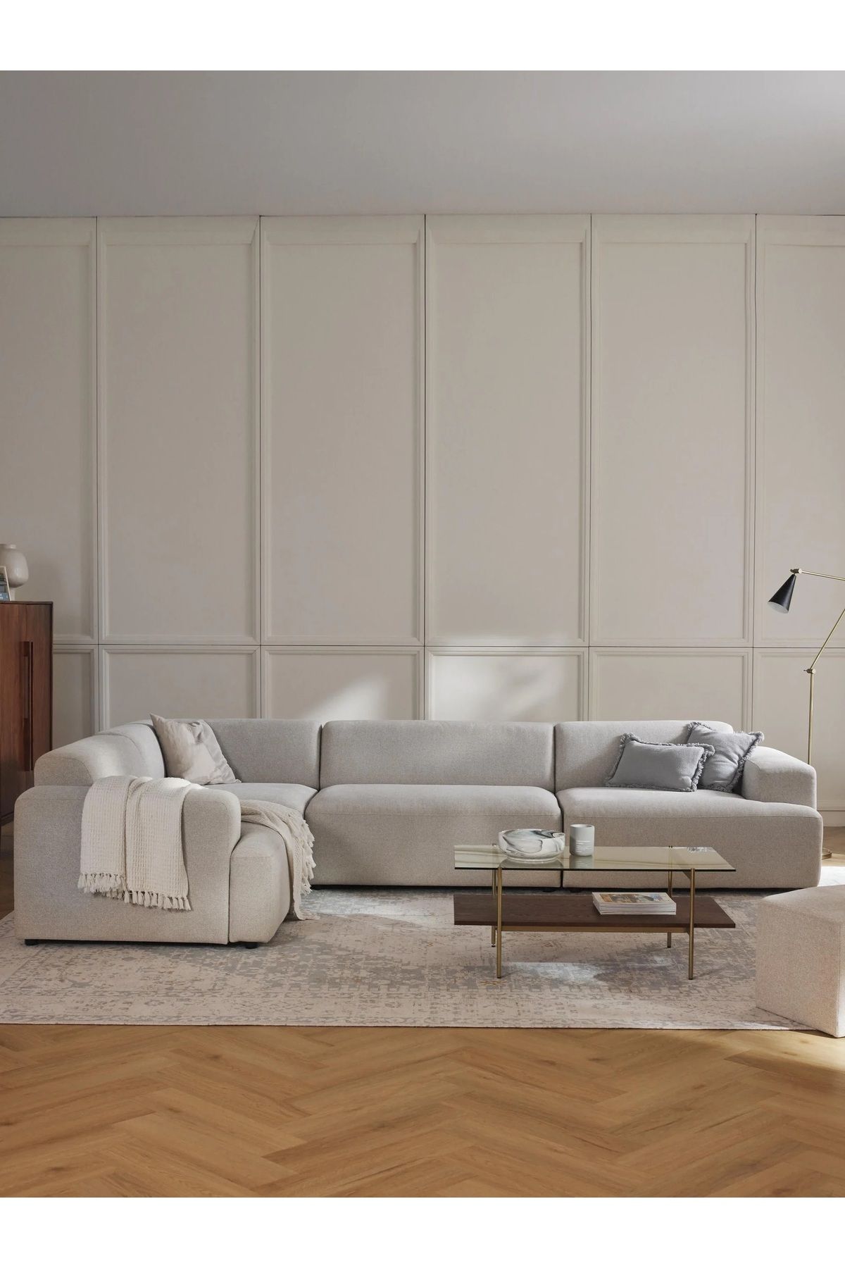 S Home Design Concept Molly 4 Modül Köşe Koltuk, Sol Köşe, Kırık Beyaz, Keten