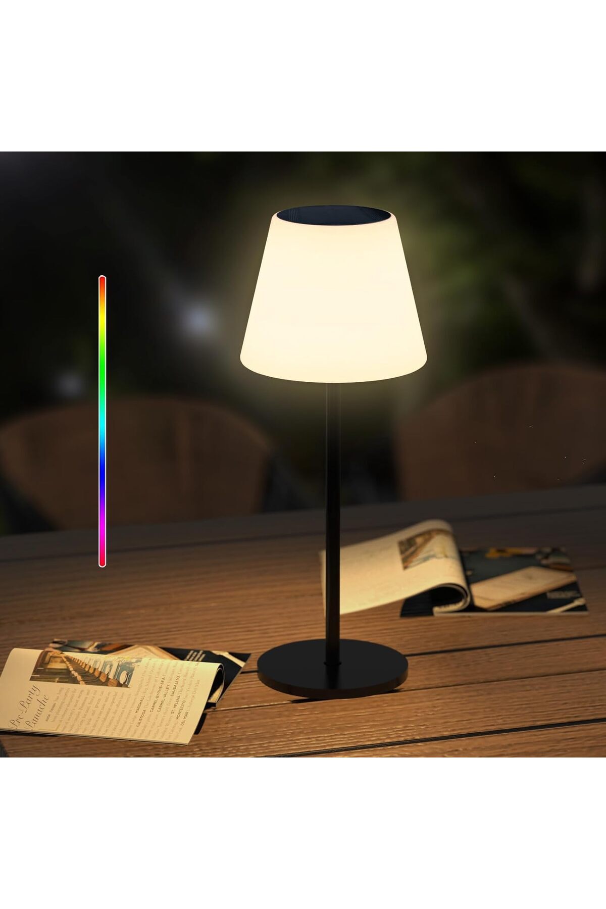 CLASSLIGHTS-Lampă de masă solară RGBW cu telecomandă - Iluminat exterior cu 2 opțiuni de înălțime 1