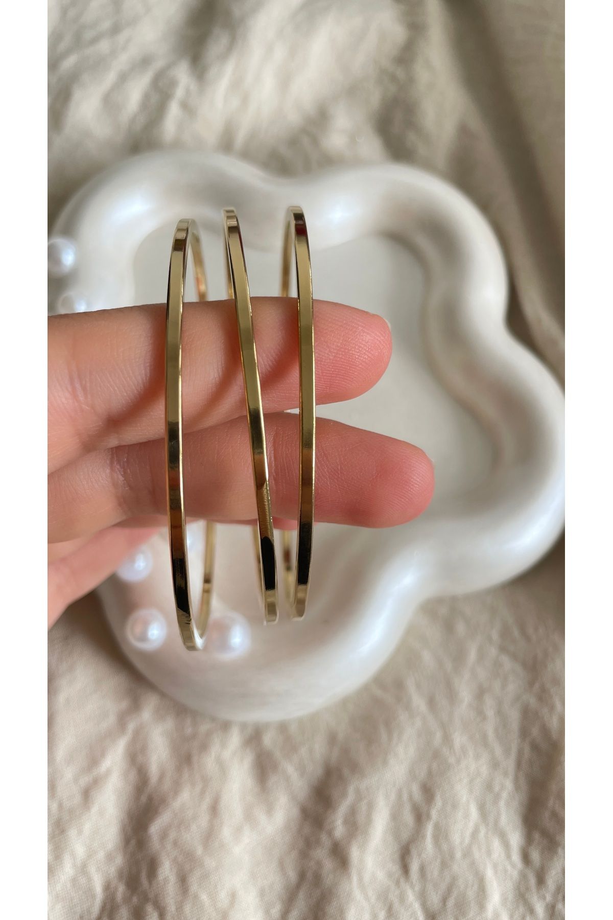 ZEYCE Çelik Gold Kibrit Ajda Bilezik (3’lü)