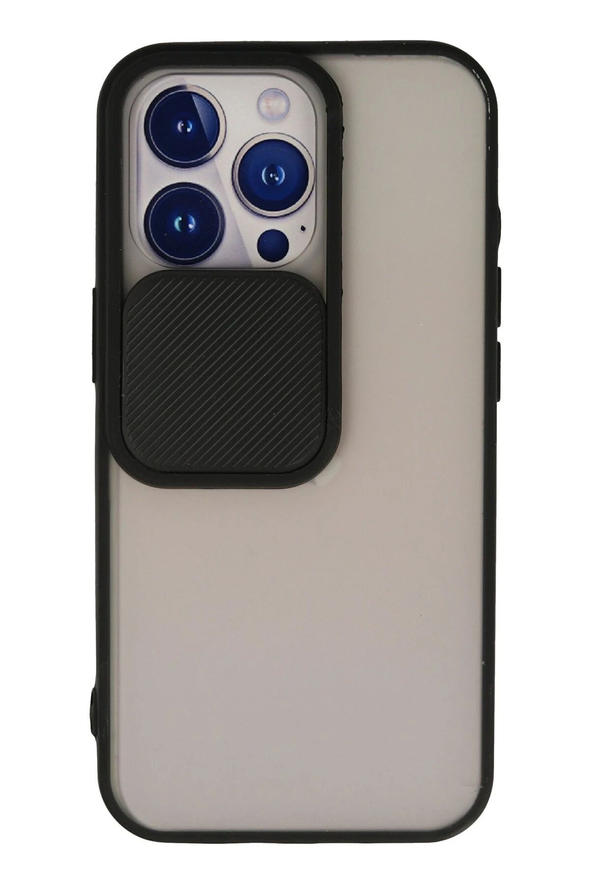 NewFace iPhone 13 Pro Kılıf Palm Buzlu Kamera Sürgülü Silikon - Siyah JOJUA