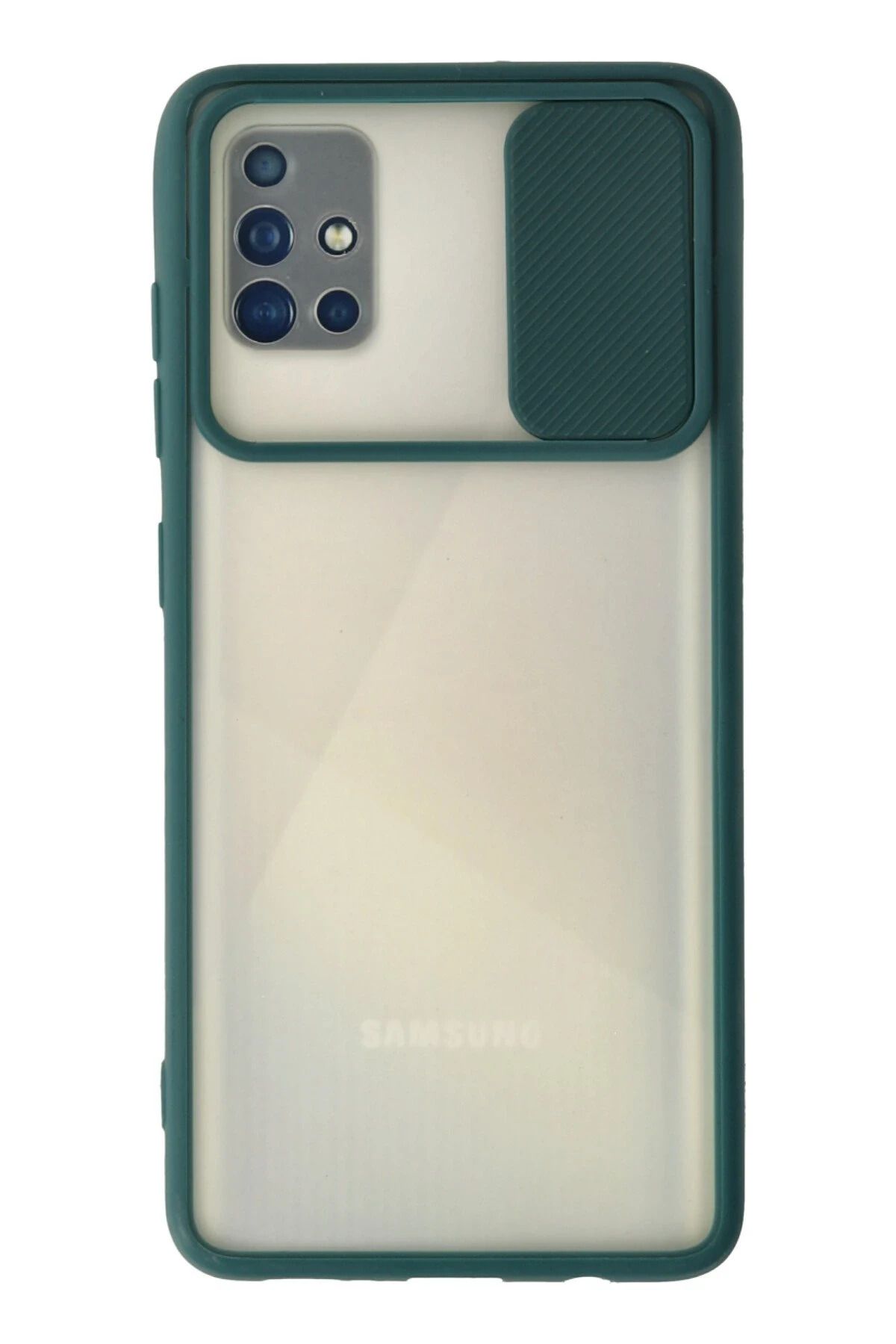 NewFace Samsung Galaxy A71 Kılıf Palm Buzlu Kamera Sürgülü Silikon - Yeşil BSTMY