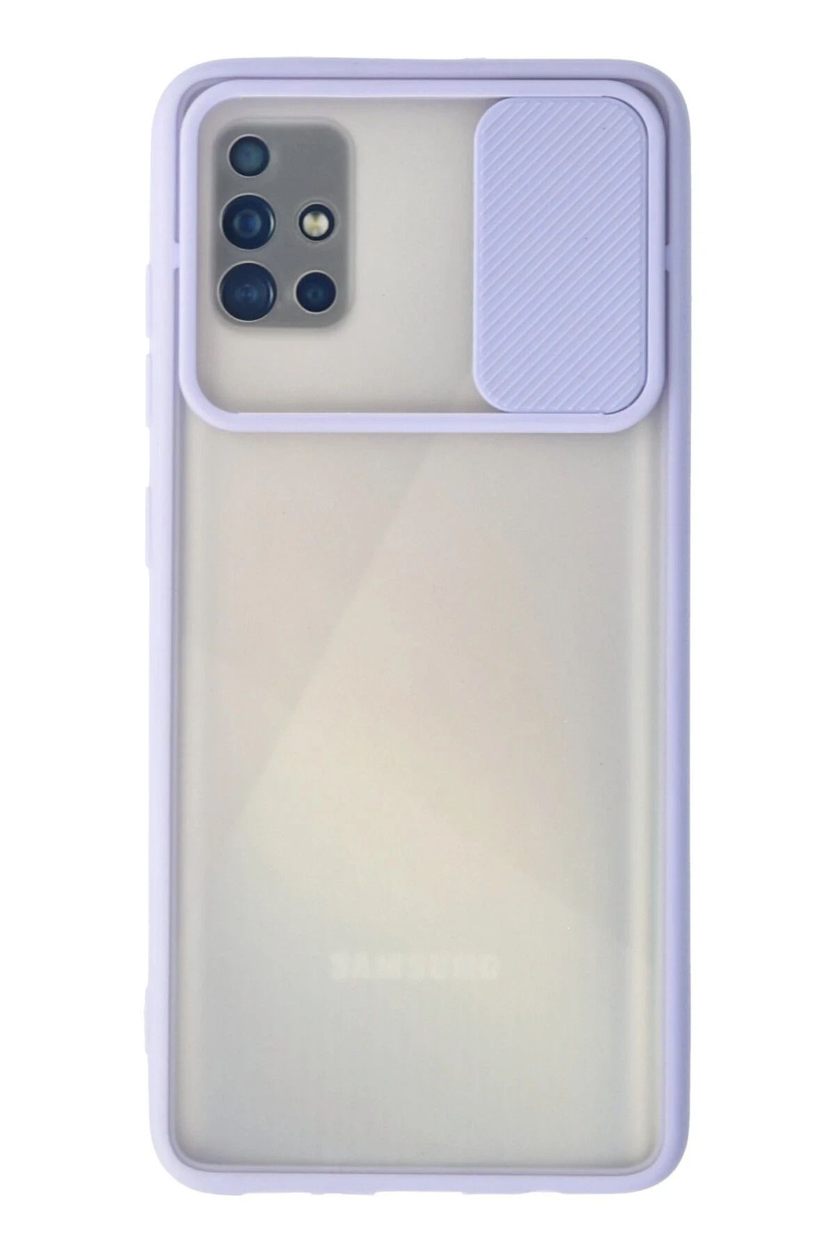 NewFace Samsung Galaxy A71 Kılıf Palm Buzlu Kamera Sürgülü Silikon - Lila BSTMY