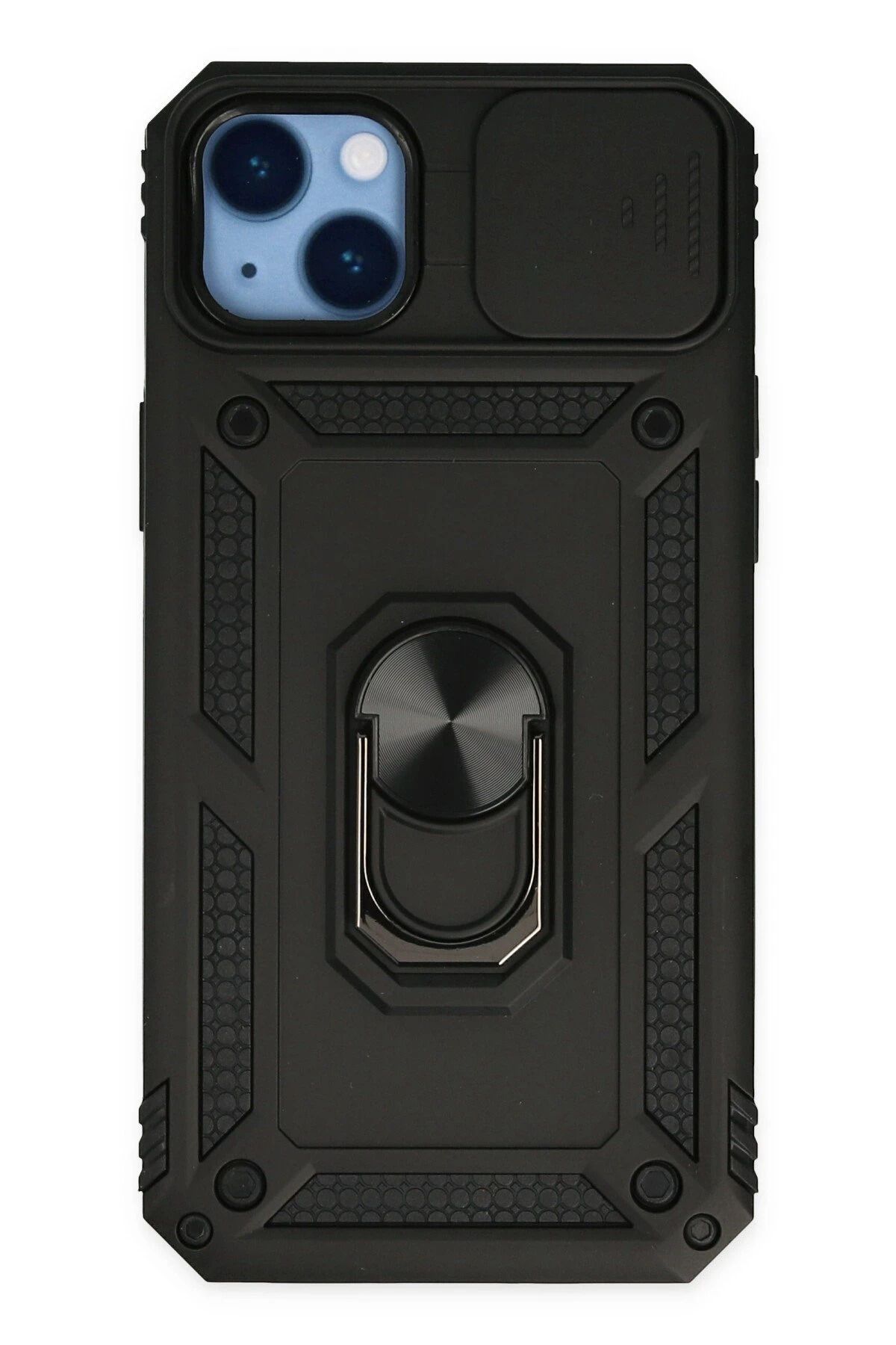 NewFace iPhone 14 Plus Kılıf Pars Lens Yüzüklü Silikon - Siyah JOJUA
