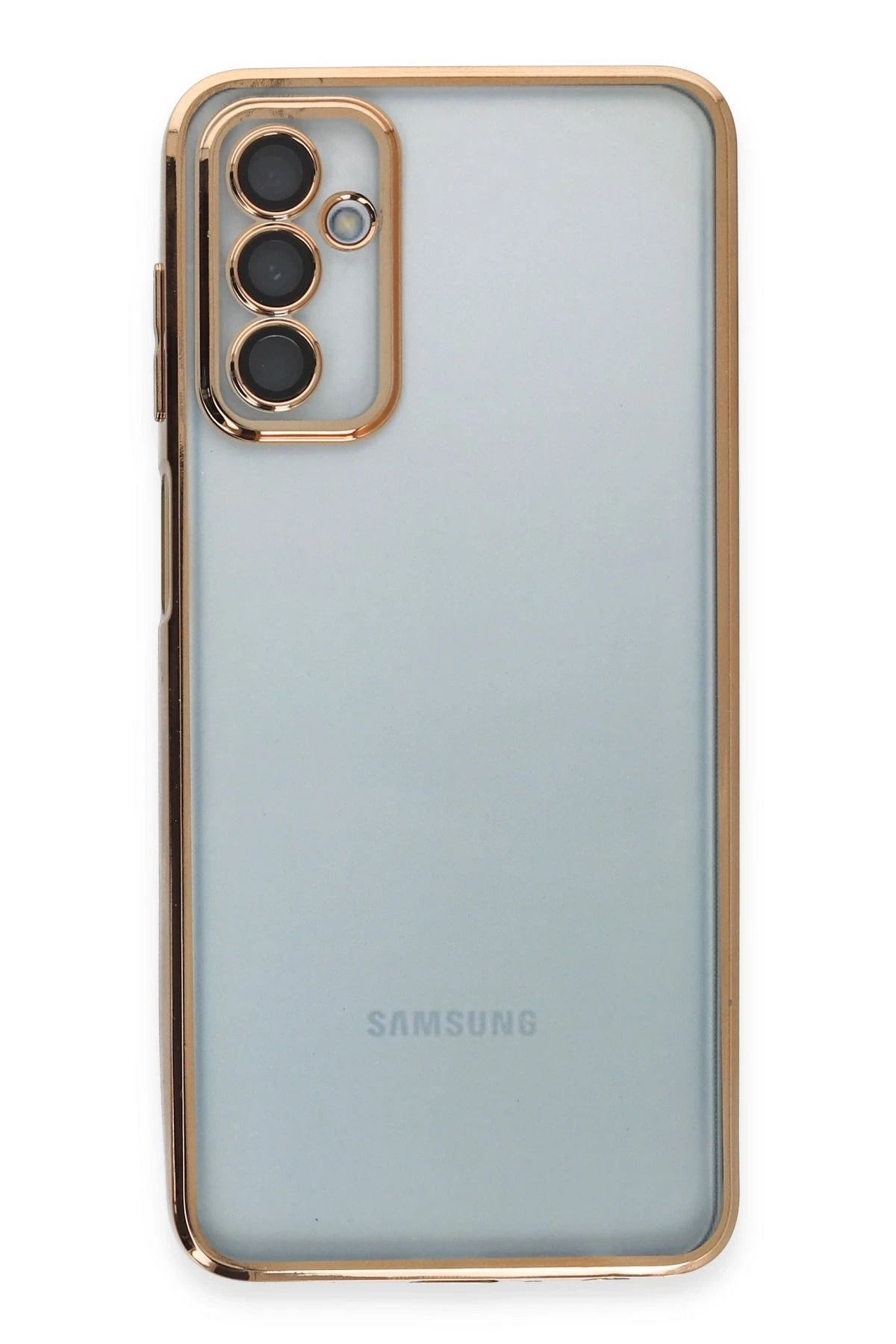 NewFace Samsung Galaxy M23 Kılıf Lensli Silikon - Gold JOJUA