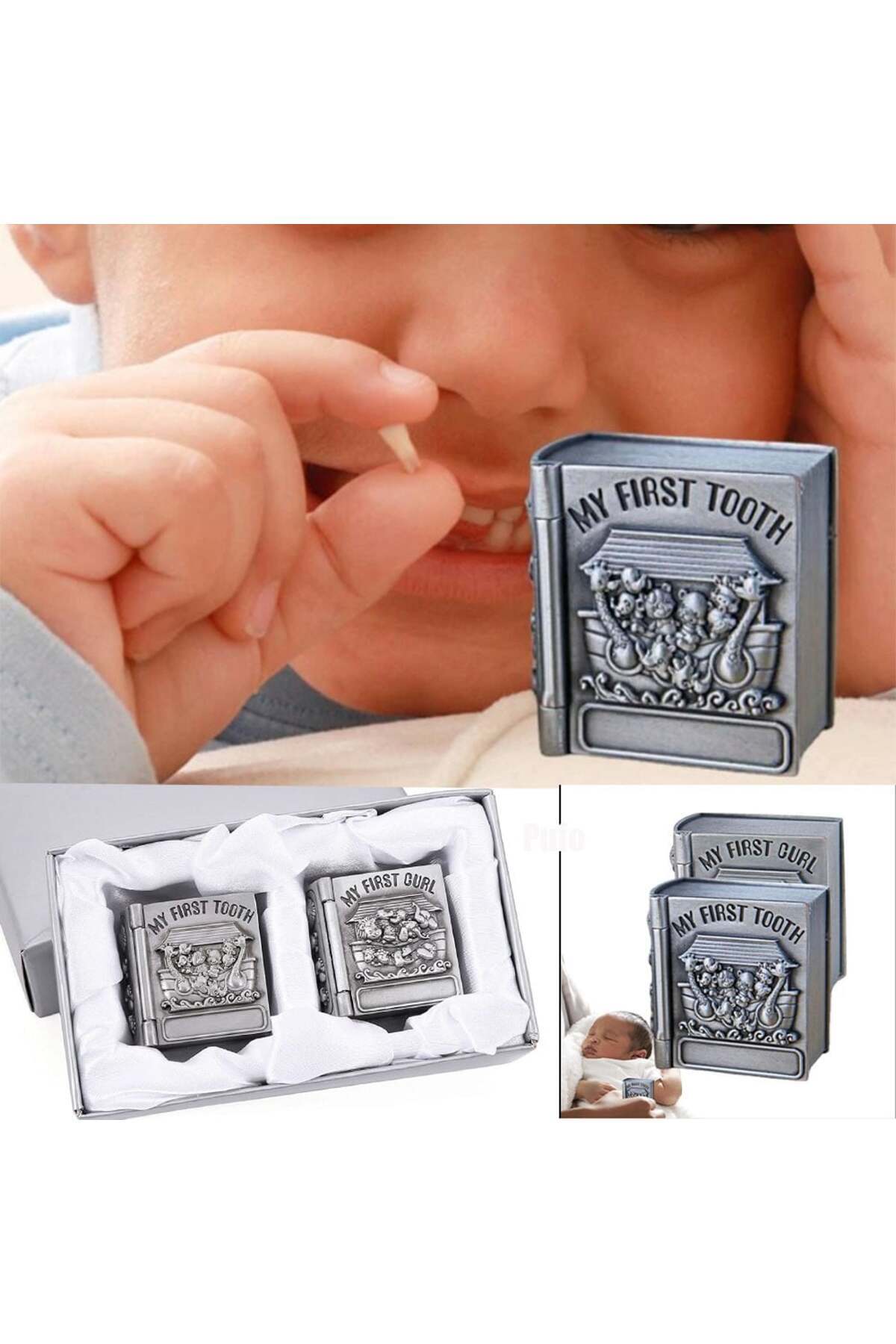 PUFO-Set of 2 antimony boxes Pufo Little Child for the first strand and the first tooth, 4 cm 2