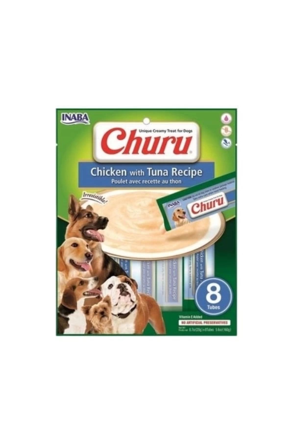 YNT İthalat Inaba Ciao Churu Ton Balıklı ve Tavuklu Tamamlayacı Sıvı Köpek Ödül Maması 20 Gr 8 Adet