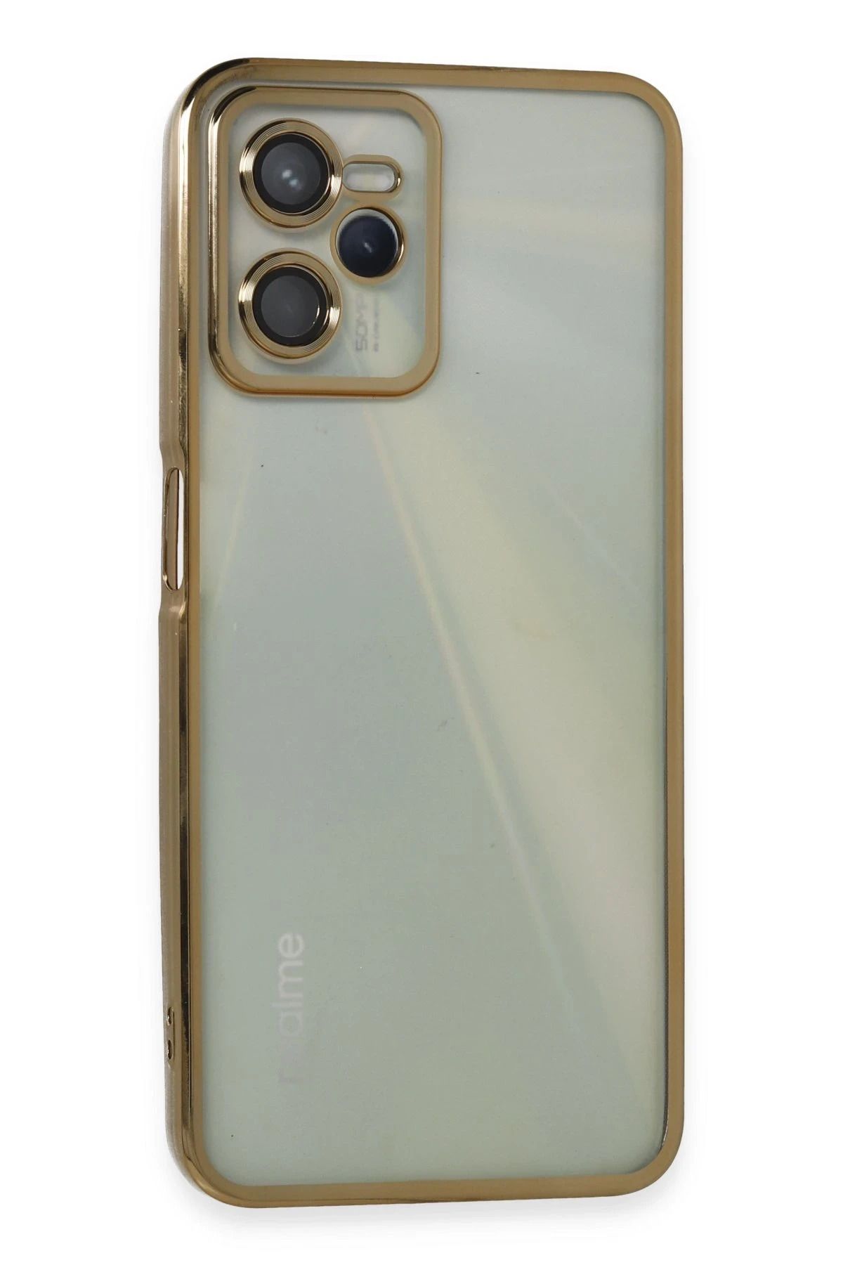 NewFace Realme C35 Kılıf Lensli Silikon - Gold YNSMR