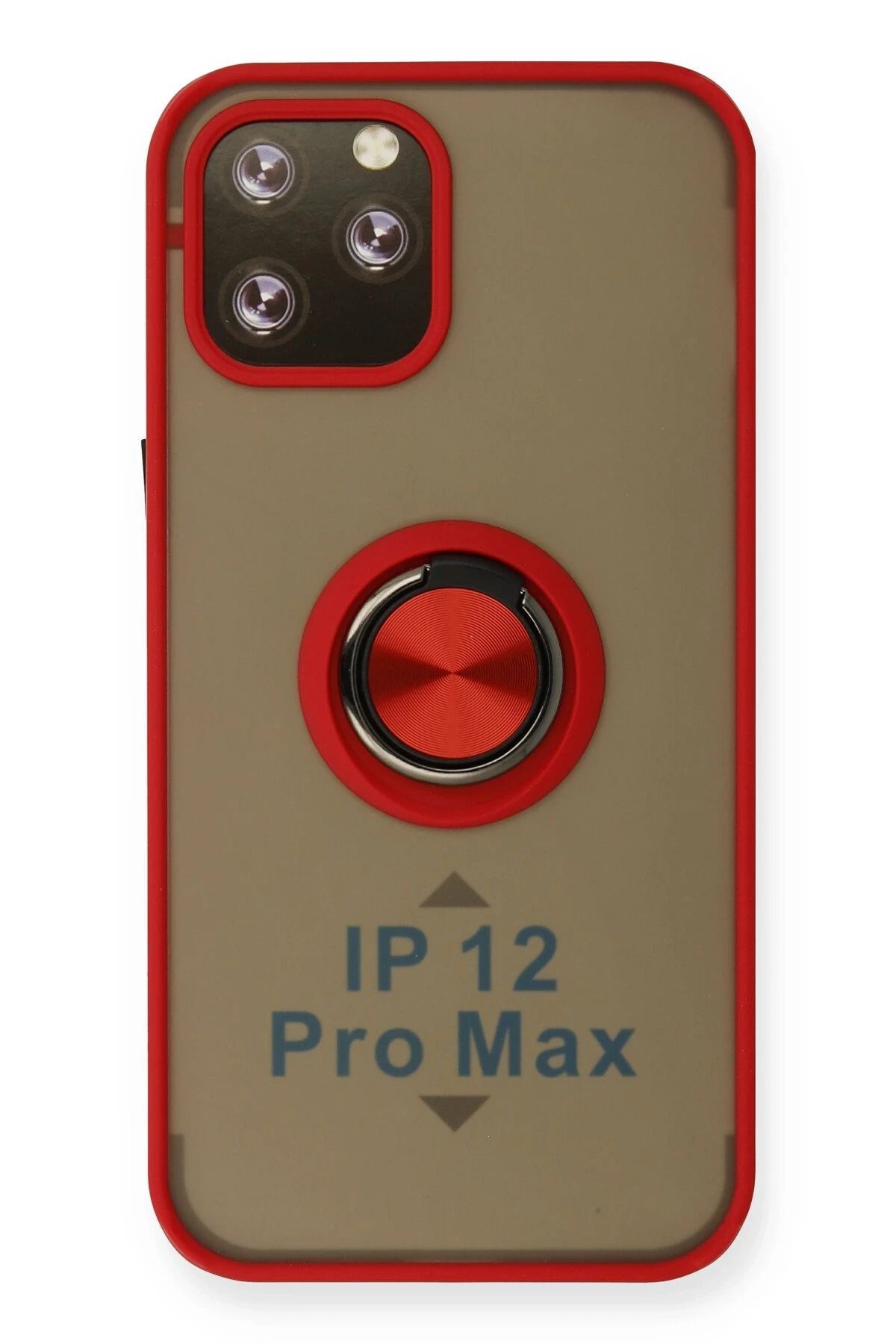 NewFace iPhone 12 Pro Max Kılıf Montreal Yüzüklü Silikon Kapak - Kırmızı JOJUA
