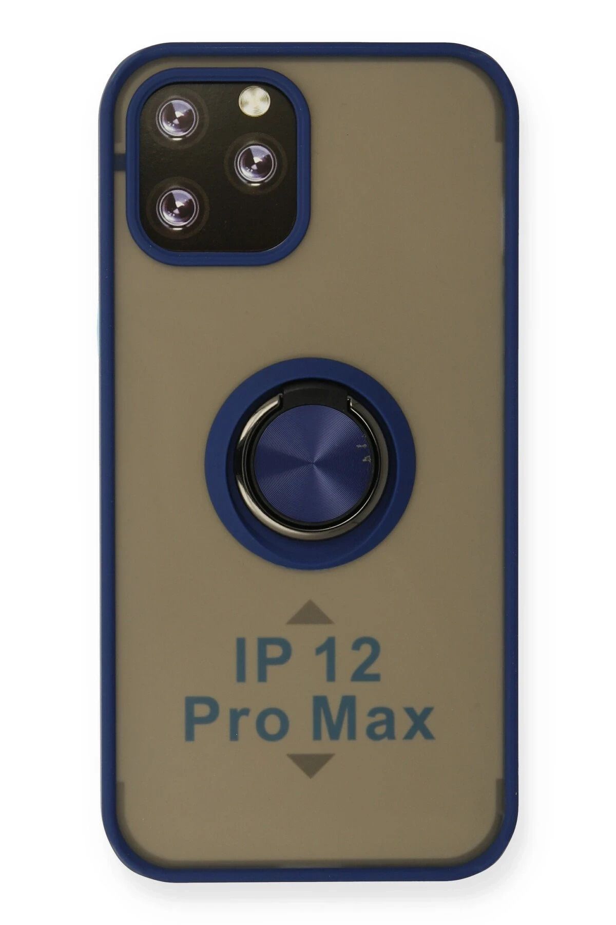 NewFace iPhone 12 Pro Max Kılıf Montreal Yüzüklü Silikon Kapak - Lacivert JOJUA