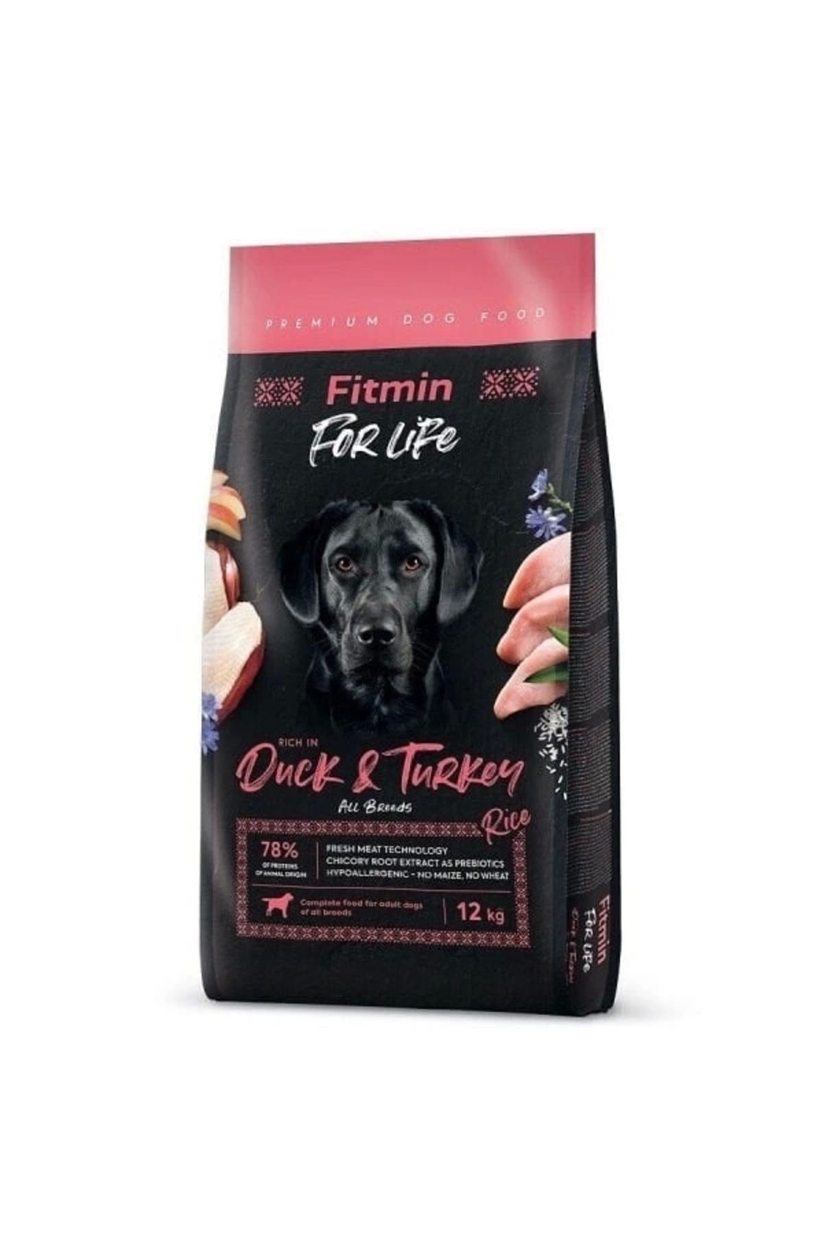 YNT İthalat Fitmin For Life Tüm Irklar için Ördek ve Hindi Etli Yetişkin Köpek Maması 12 Kg