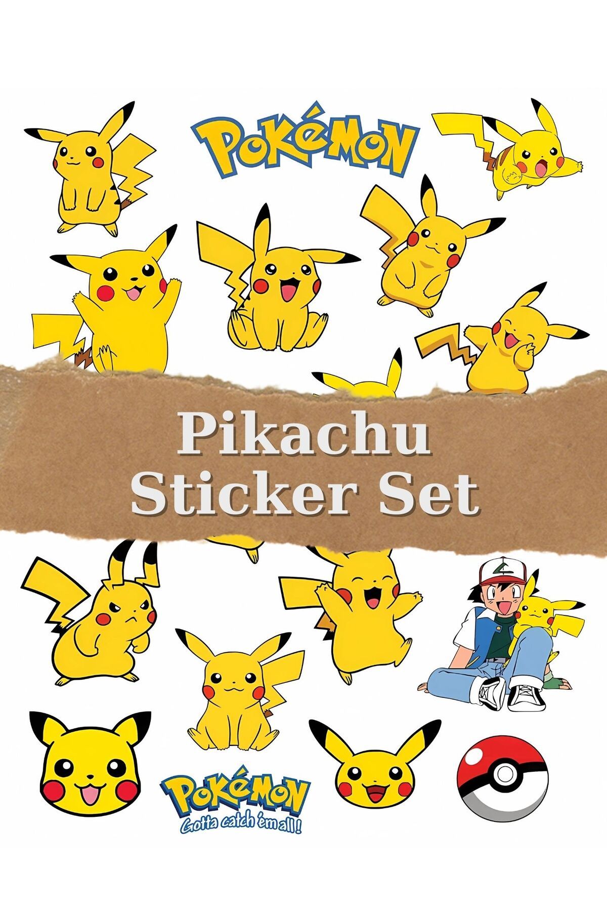One Little Happiness Pikachu Pokemon Ajanda, Telefon, Scrapbook Defter, Laptop Sticker 19 Adet