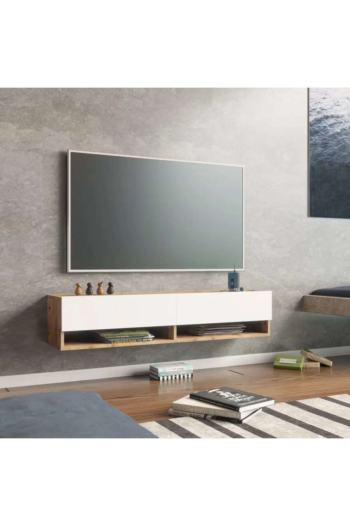 Decostrabon MDF White Oak Los Montes TV Ünitesi