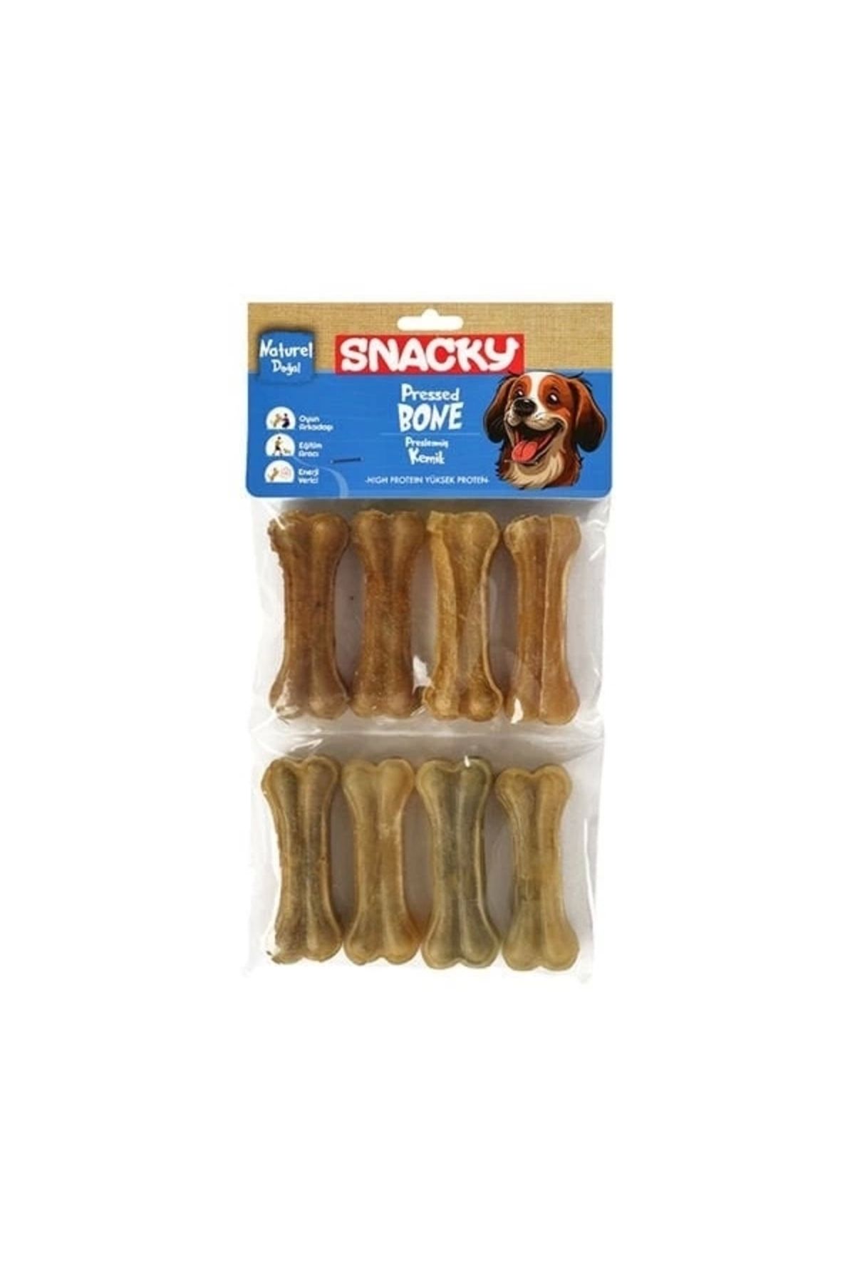 YNT İthalat Snacky Natural Preslenmiş Yüksek Proteinli Köpek Çiğneme Kemiği 8 Adet 180 Gr