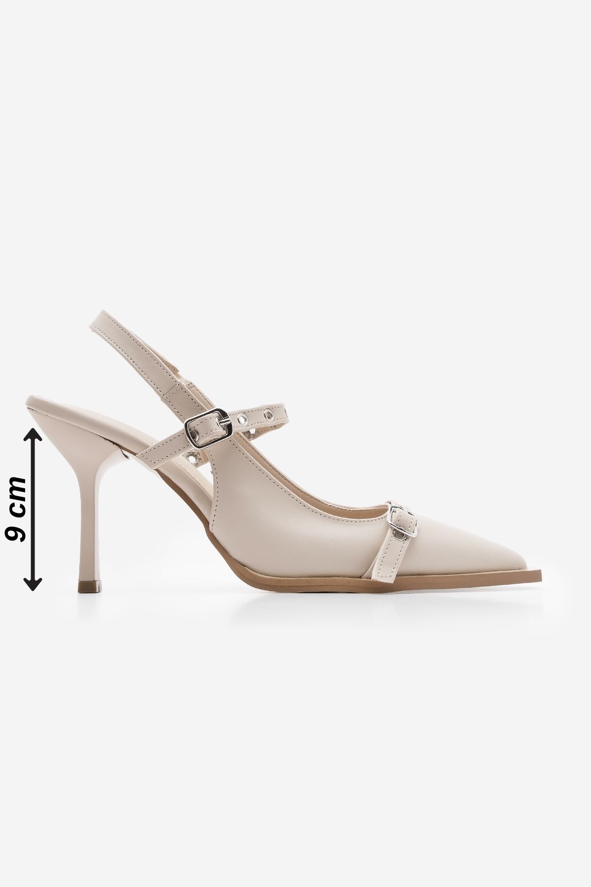 Marjin-Damen-Schuhe mit Stiletto-Absatz, spitzer Zehenpartie, Trock-Schuhe mit offenem Rücken und Absatz, Zekra Ecru 8