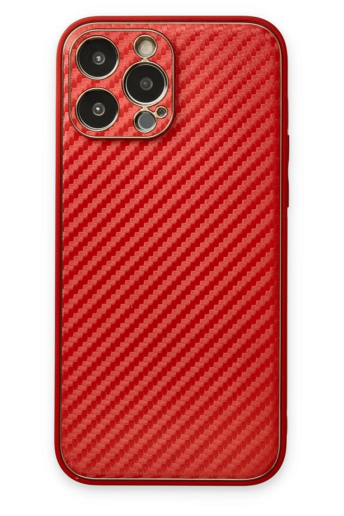 NewFace iPhone 13 Pro Max Kılıf Coco Karbon Silikon - Kırmızı BSTMY