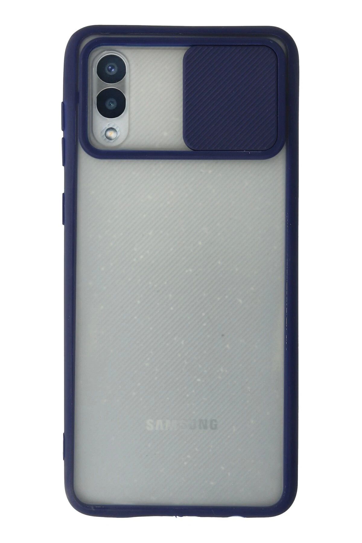 NewFace Samsung Galaxy A02 Kılıf Palm Buzlu Kamera Sürgülü Silikon - Lacivert JOJUA