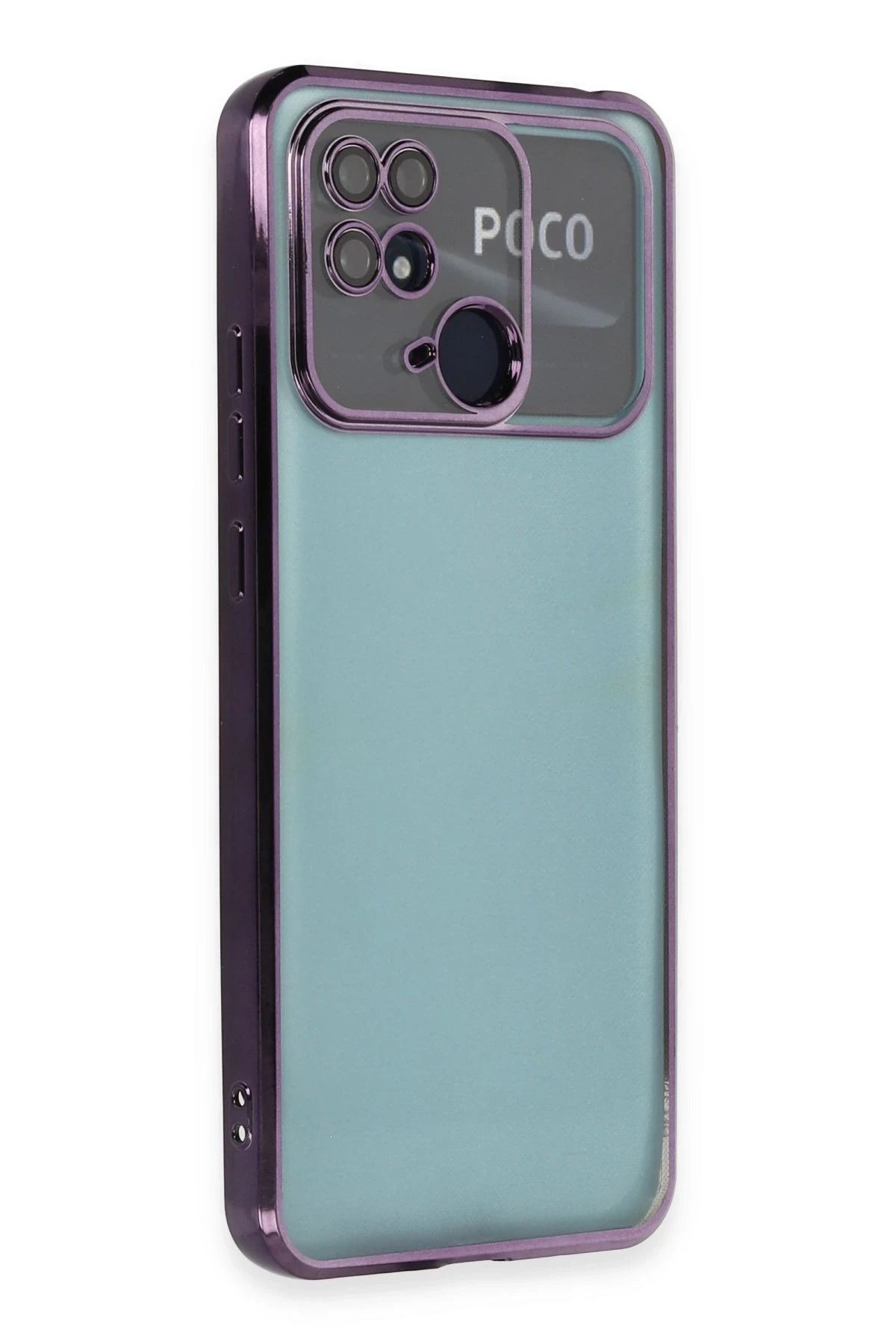 NewFace Xiaomi Redmi 10C Kılıf Lensli Silikon - Mor FERRG