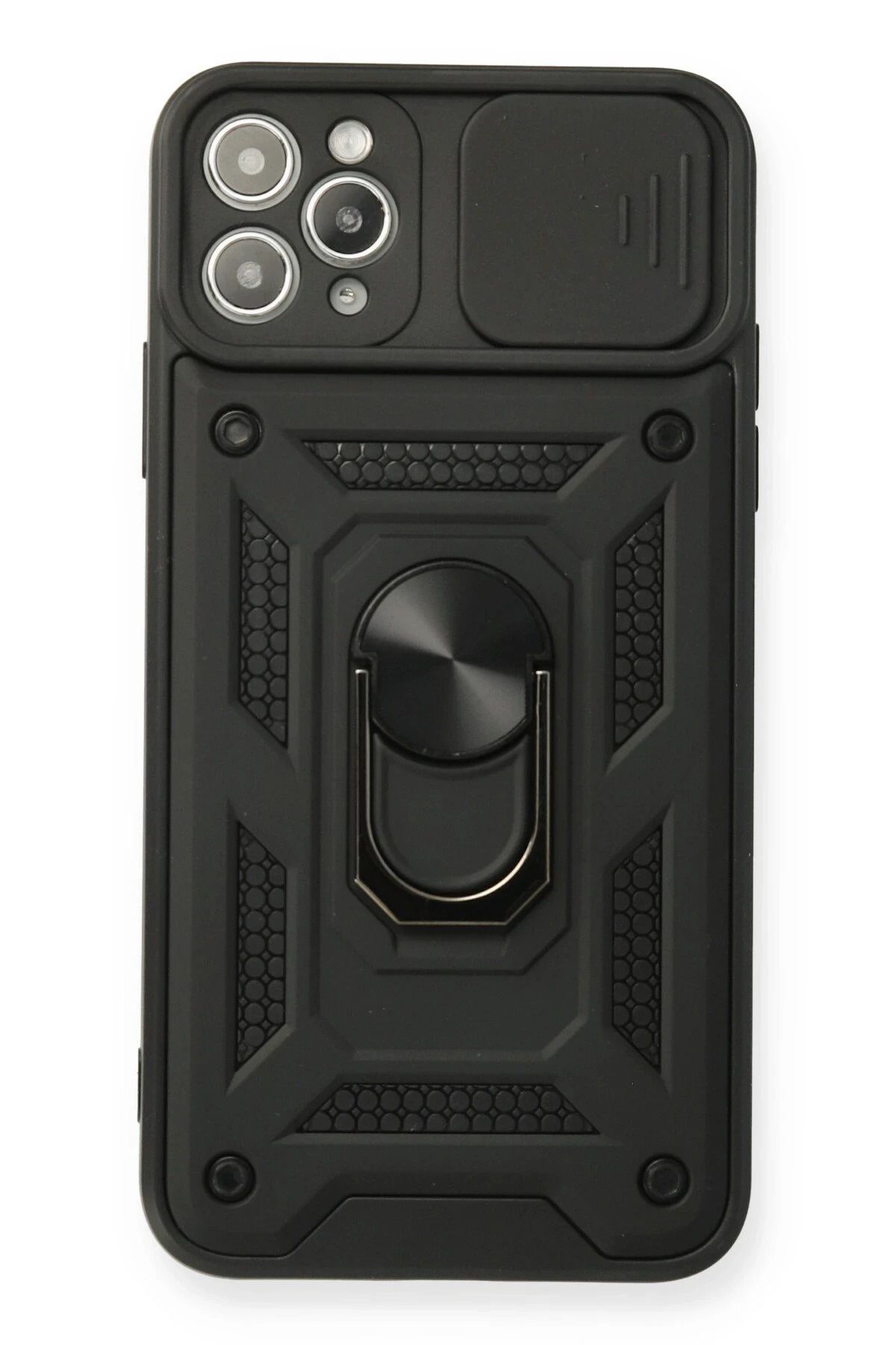 NewFace iPhone 11 Pro Kılıf Pars Lens Yüzüklü Silikon - Siyah FERRG