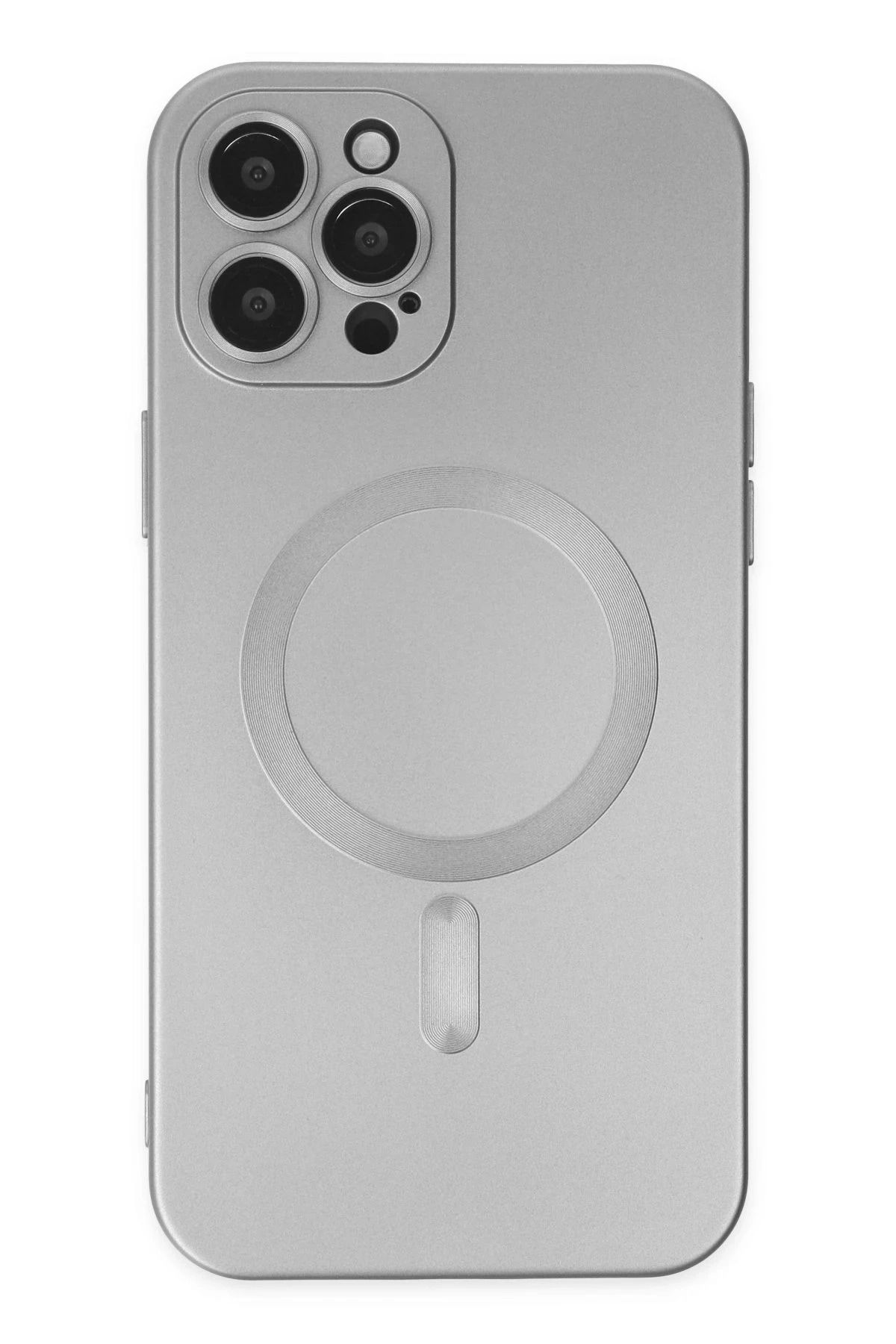 NewFace iPhone 12 Pro Max Kılıf Moshi Lens Magneticsafe Silikon - Gümüş HNZRN