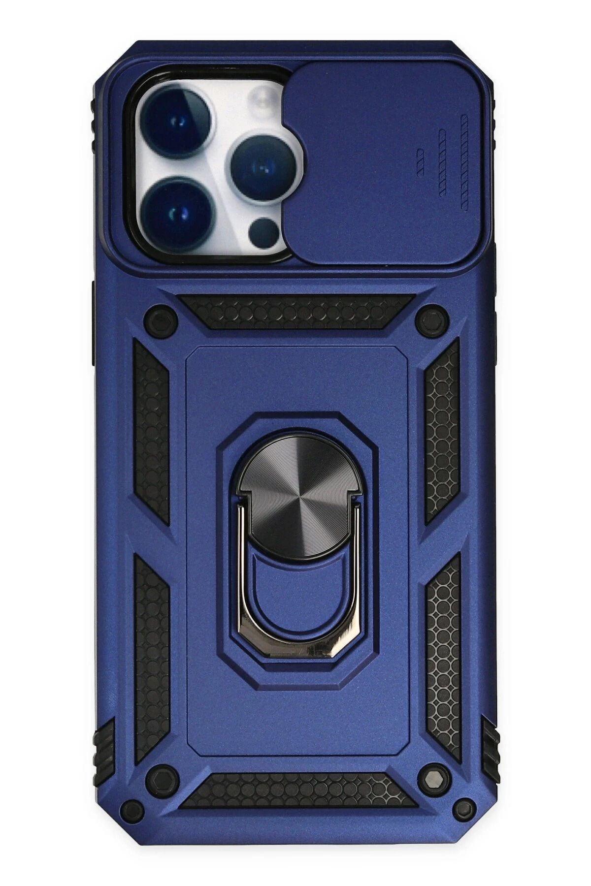 NewFace iPhone 14 Pro Max Kılıf Pars Lens Yüzüklü Silikon - Lacivert JOJUA