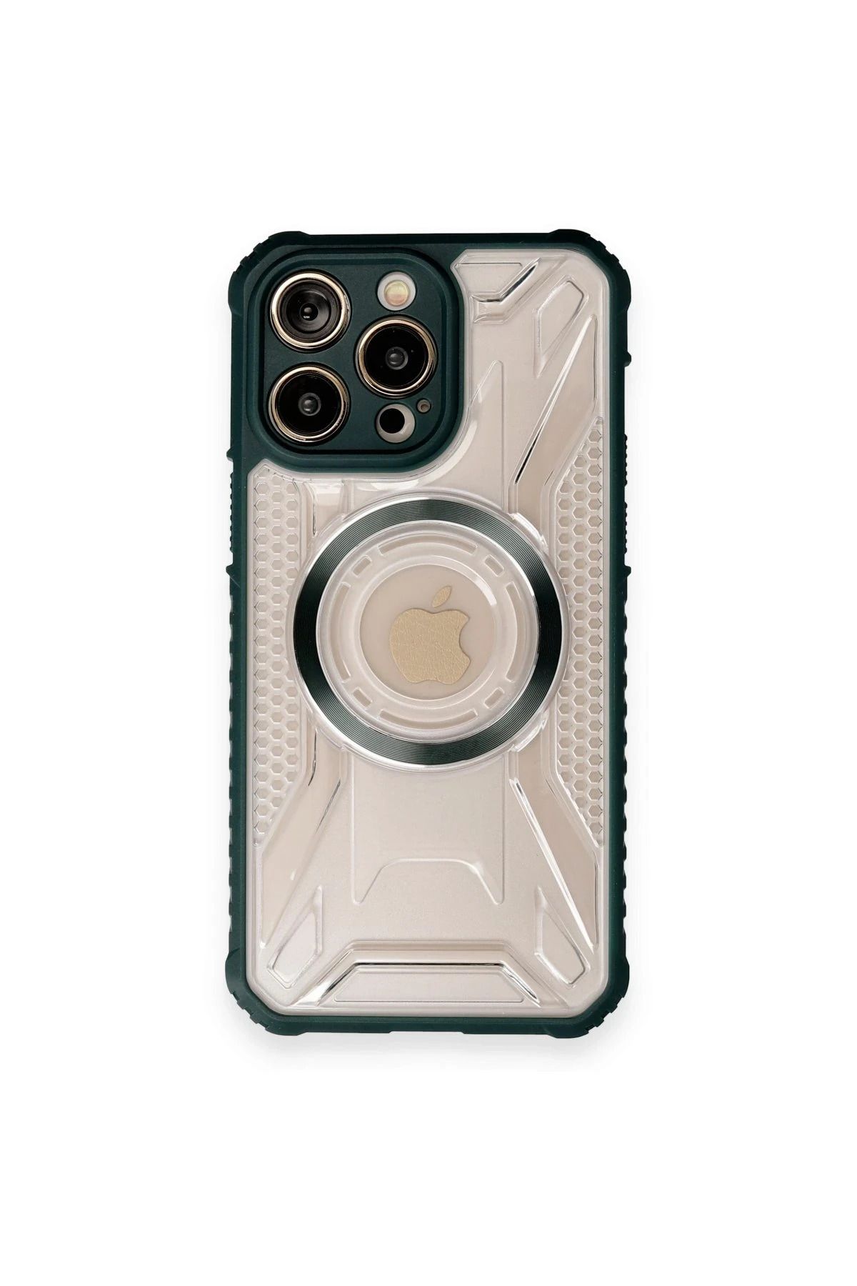 NewFace iPhone 12 Pro Max Kılıf Prag Magneticsafe Kapak - Koyu Yeşil NRMSA