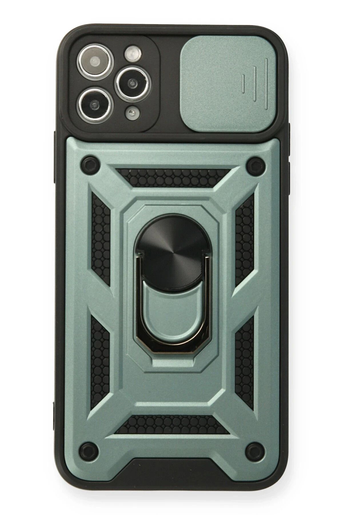 NewFace iPhone 11 Pro Kılıf Pars Lens Yüzüklü Silikon - Yeşil JOJUA