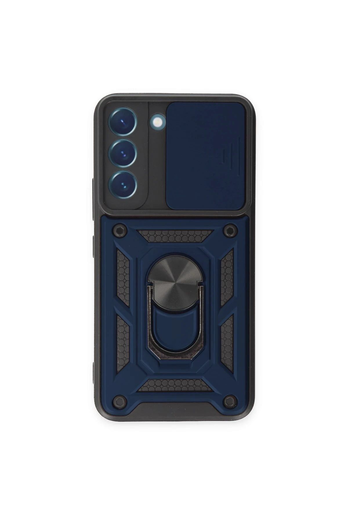 NewFace Samsung Galaxy S24 Kılıf Pars Lens Yüzüklü Silikon - Lacivert NRMSA