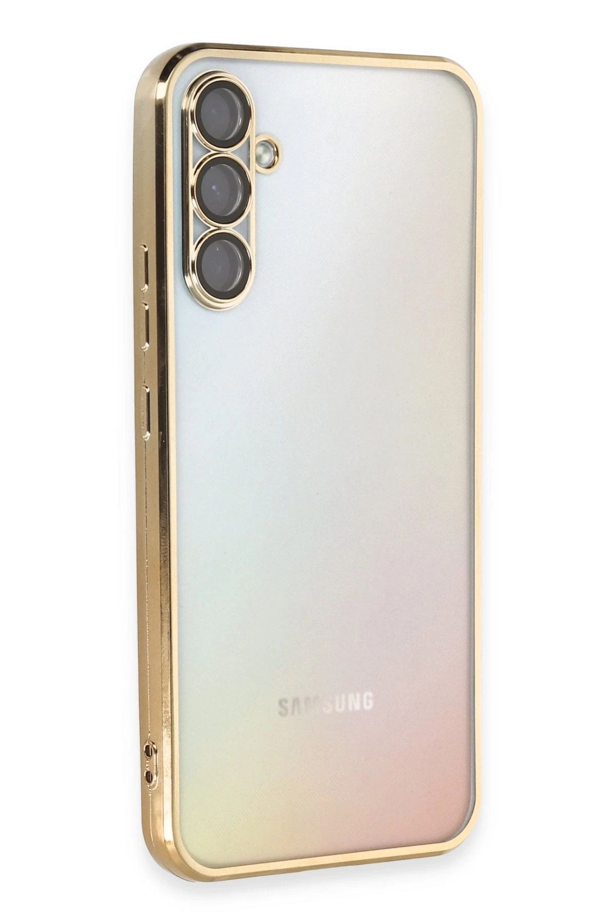 NewFace Samsung Galaxy A34 5G Kılıf Lensli Silikon - Gold YNSMR