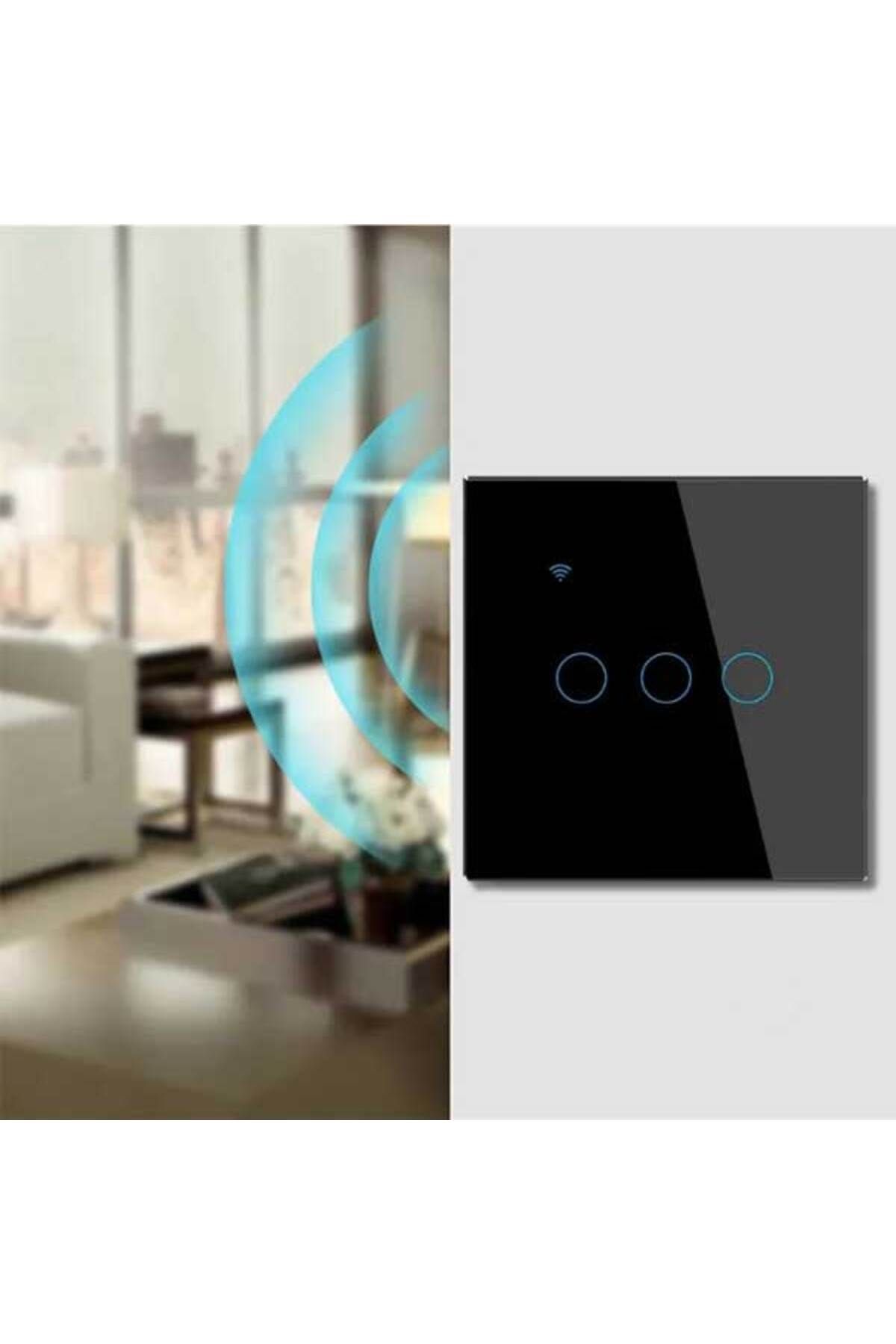 CLASSLIGHTS-Întrerupător inteligent triplu tactil, Negru, WiFi, Classlights, 10A, Control vocal, Smart Life / Tuya, LED 5