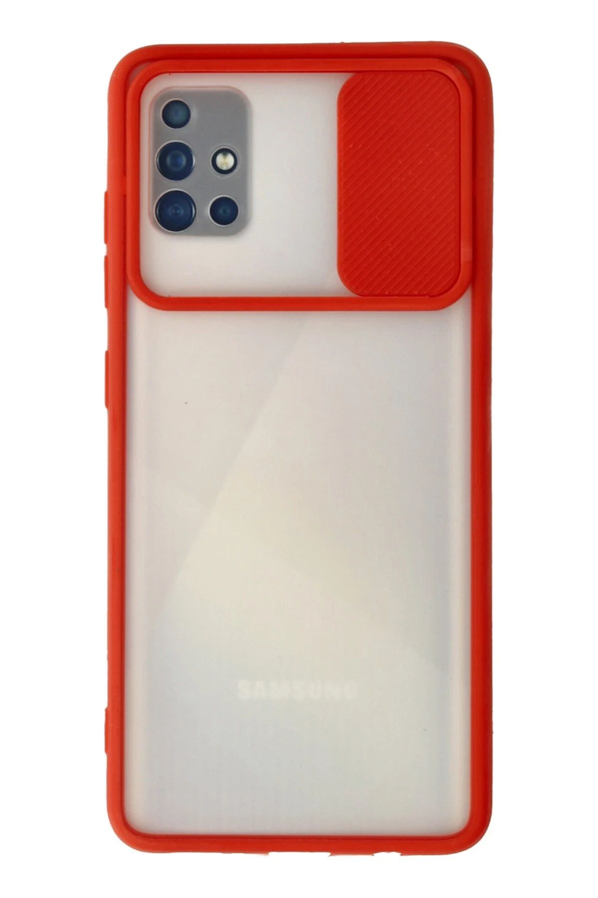 NewFace Samsung Galaxy A71 Kılıf Palm Buzlu Kamera Sürgülü Silikon - Kırmızı BSTMY