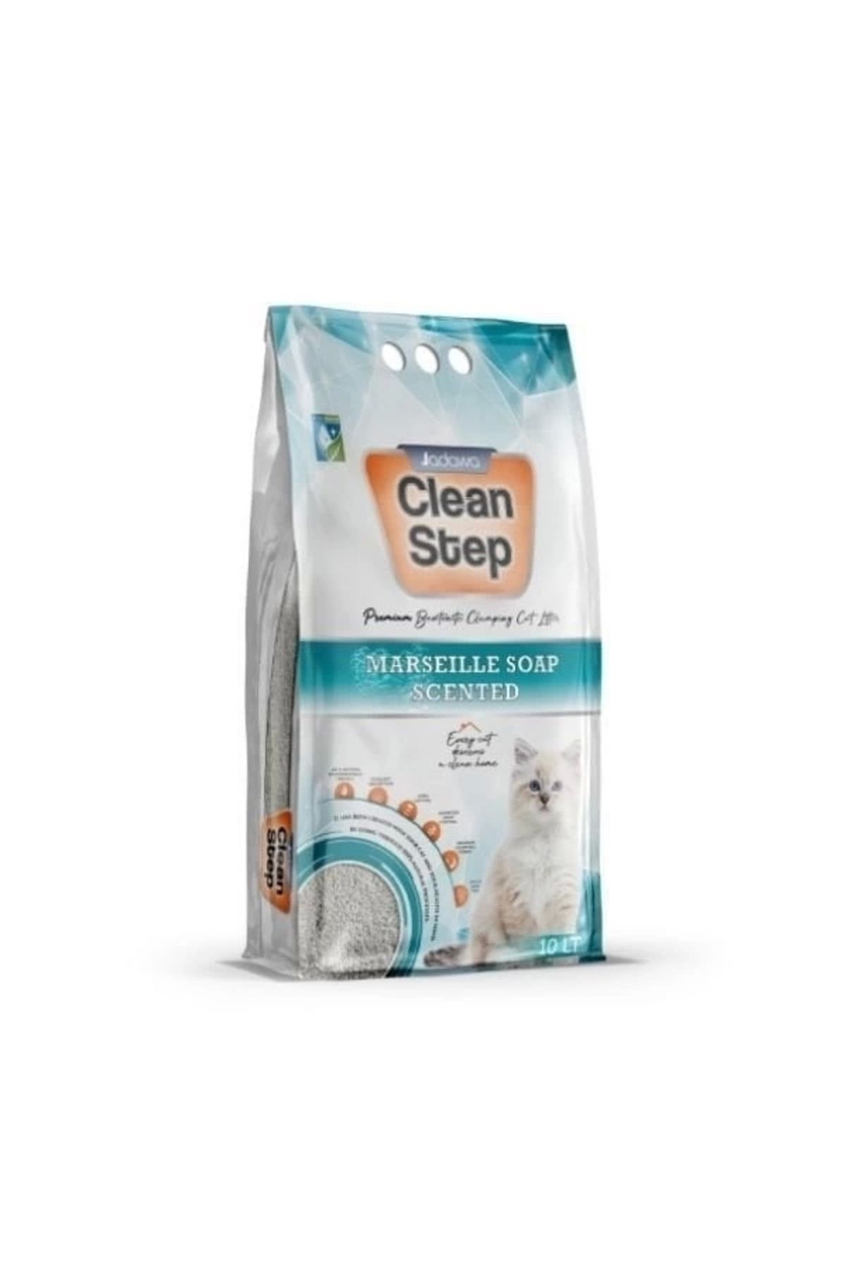 YNT İthalat Clean Step Aktif Karbonlu Marsilla Kokulu İnce Taneli Topaklanan Bentonit Kedi Kumu 10 Lt