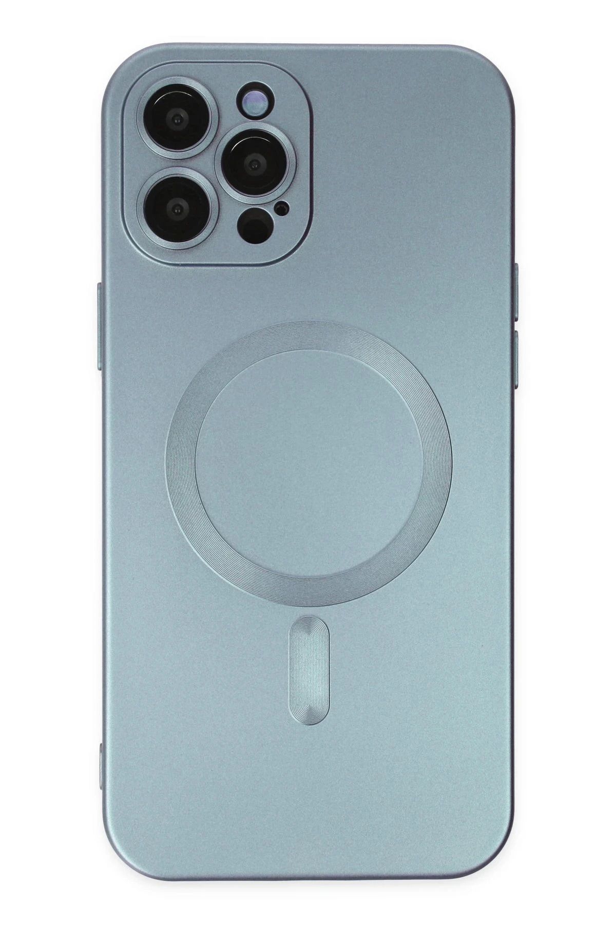 NewFace iPhone 12 Pro Max Kılıf Moshi Lens Magneticsafe Silikon - Sierra Blue JOJUA