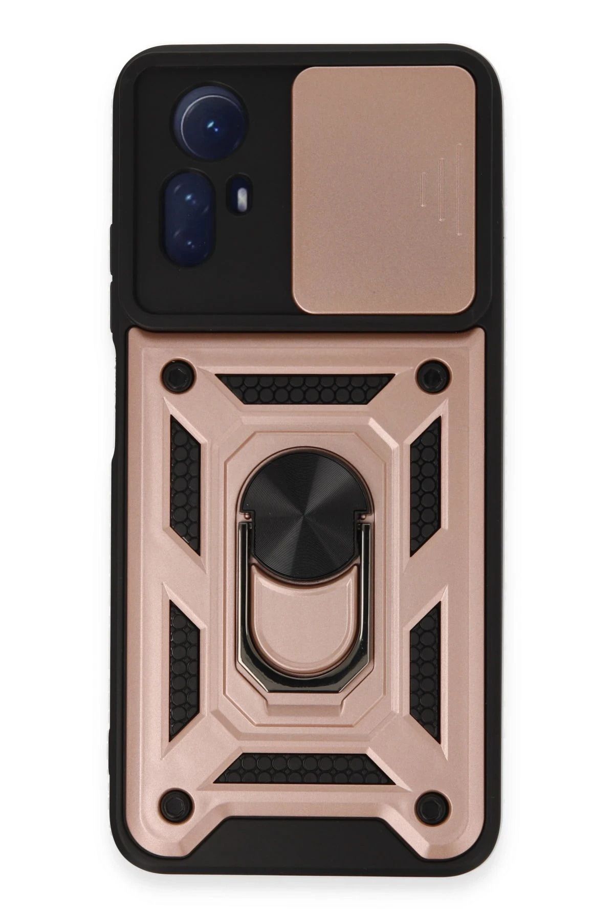 NewFace Xiaomi Redmi Note 12S Kılıf Pars Lens Yüzüklü Silikon - Rose Gold FERRG