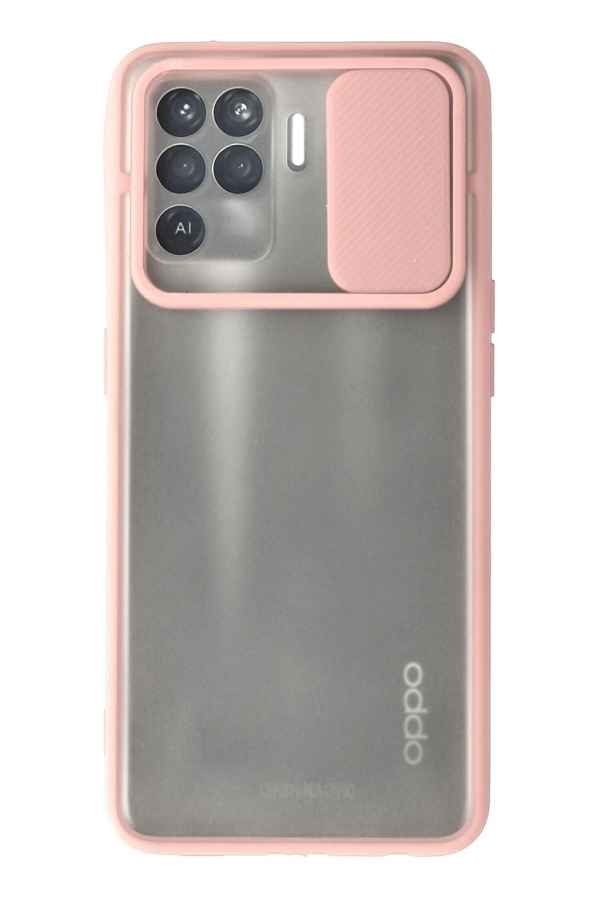 NewFace Reno 5 Lite Kılıf Palm Buzlu Kamera Sürgülü Silikon - Pembe JOJUA