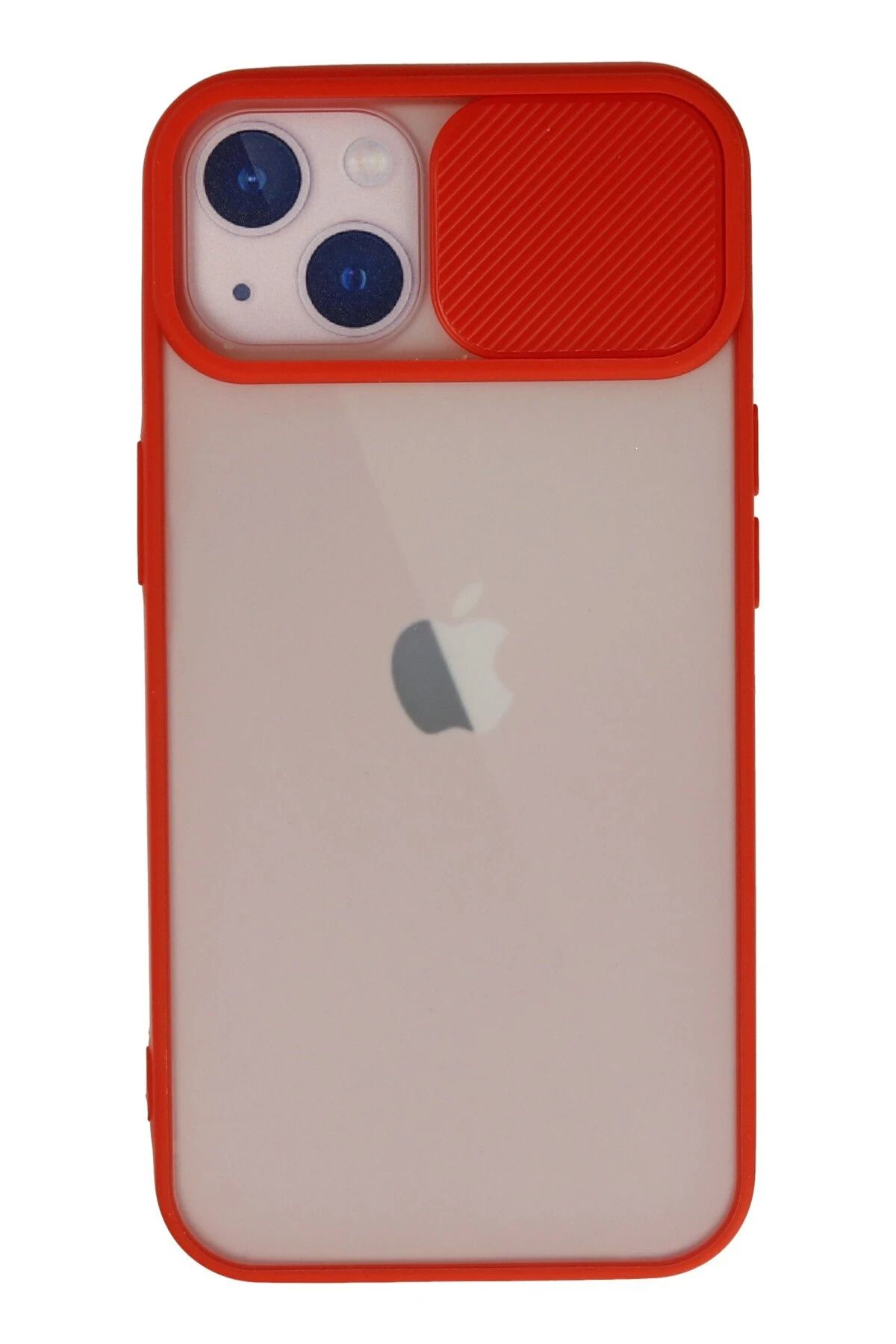NewFace iPhone 13 Kılıf Palm Buzlu Kamera Sürgülü Silikon - Kırmızı JOJUA