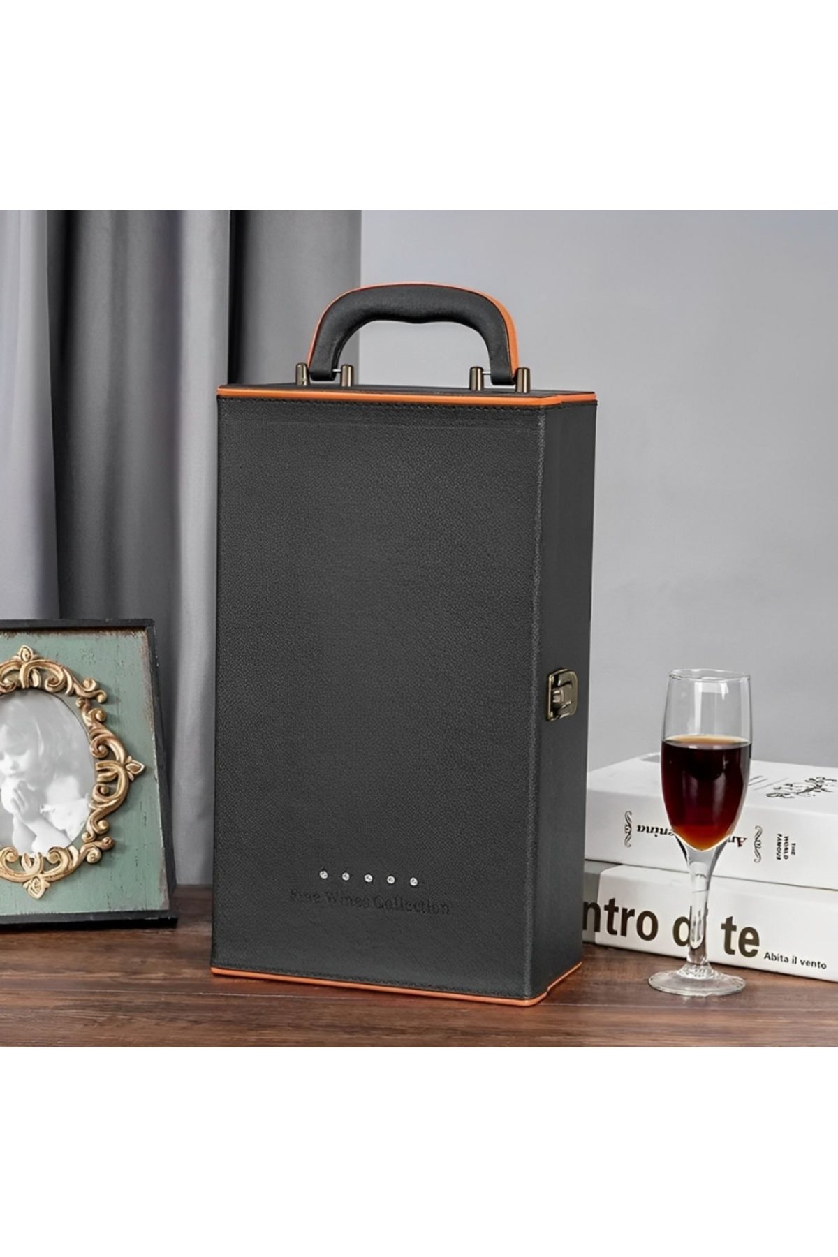 OEM-Deluxe Wine Box Set, Mindblower, for 2 bottles, with wine accessories included, orange interior 10