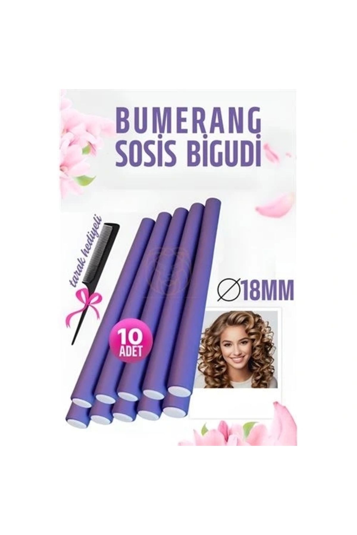 STOREMAX Bumerang Sosis Bigudi Tarak Seti 18 mm Kalınlık 10 Adet