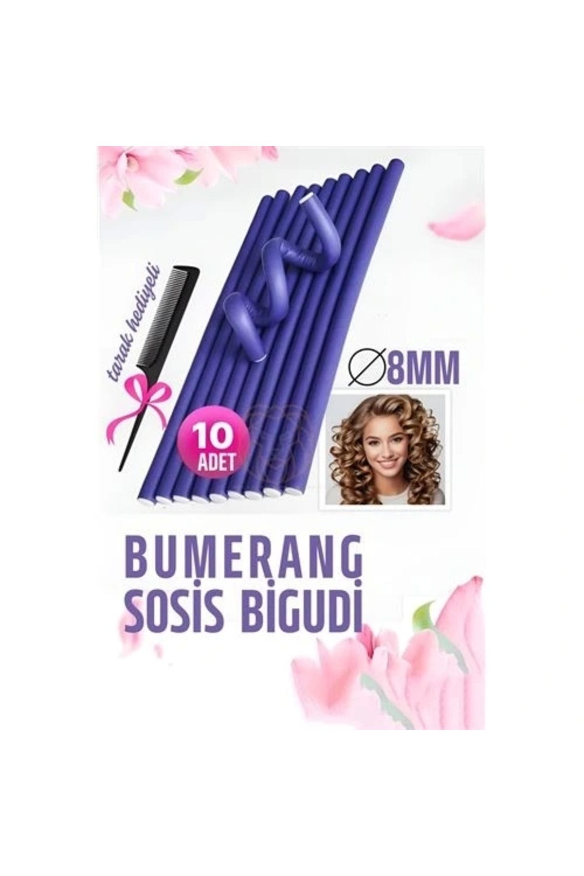 STOREMAX Bumerang Sosis Bigudi Tarak Seti 8 mm Kalınlık 10 Adet
