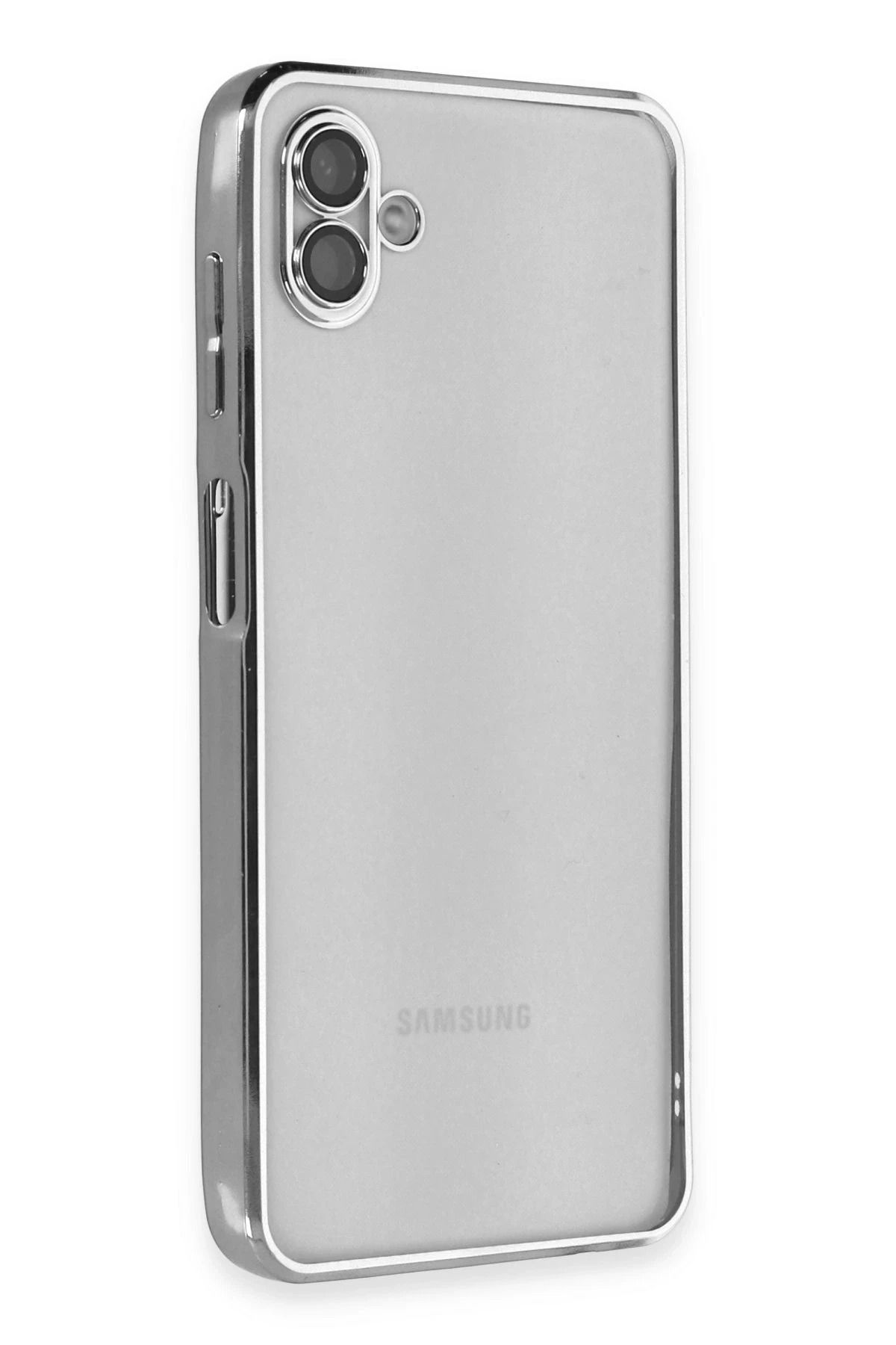 NewFace Samsung Galaxy A04 Kılıf Lensli Silikon - Gümüş NRMSA