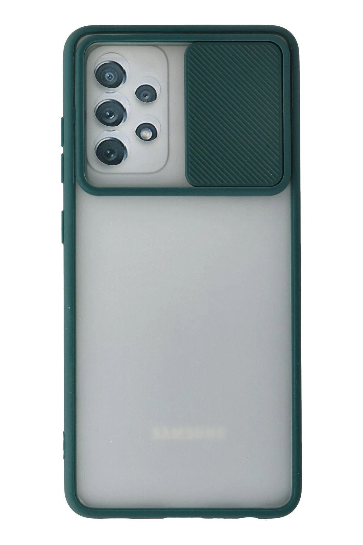 NewFace Samsung Galaxy A52 Kılıf Palm Buzlu Kamera Sürgülü Silikon - Yeşil HNZRN