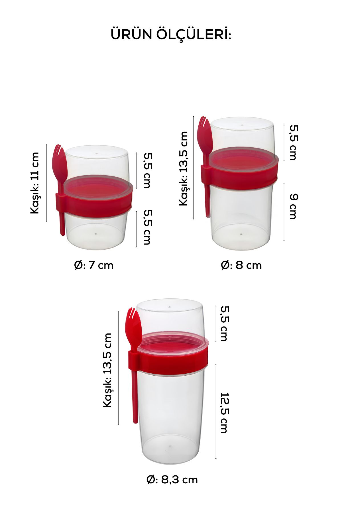 Vienev-Set of 3 Forked Spoon Prepare and Go Fruit Yogurt Container - Meal Container Pink 2