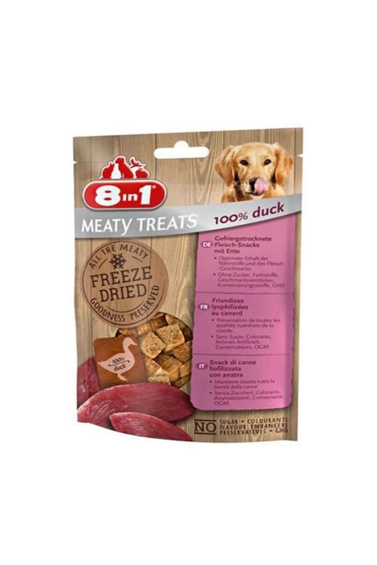 YNT İthalat 8 in 1 Freeze Dried Tahılsız Kurutulmuş Ördekli Köpek Ödül Maması 50 Gr