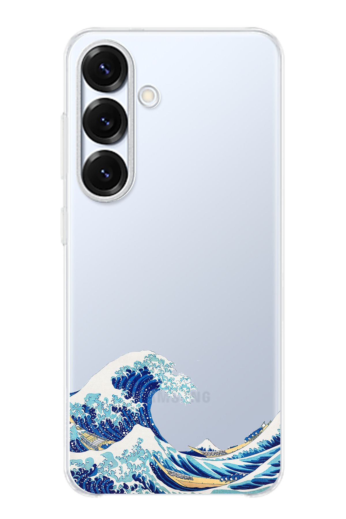 TechTree Samsung Galaxy S25 PLUS Uyumlu Kanagawa Oki Nami Ura Dalgası Tasarımlı Şeffaf Silikon Kılıf
