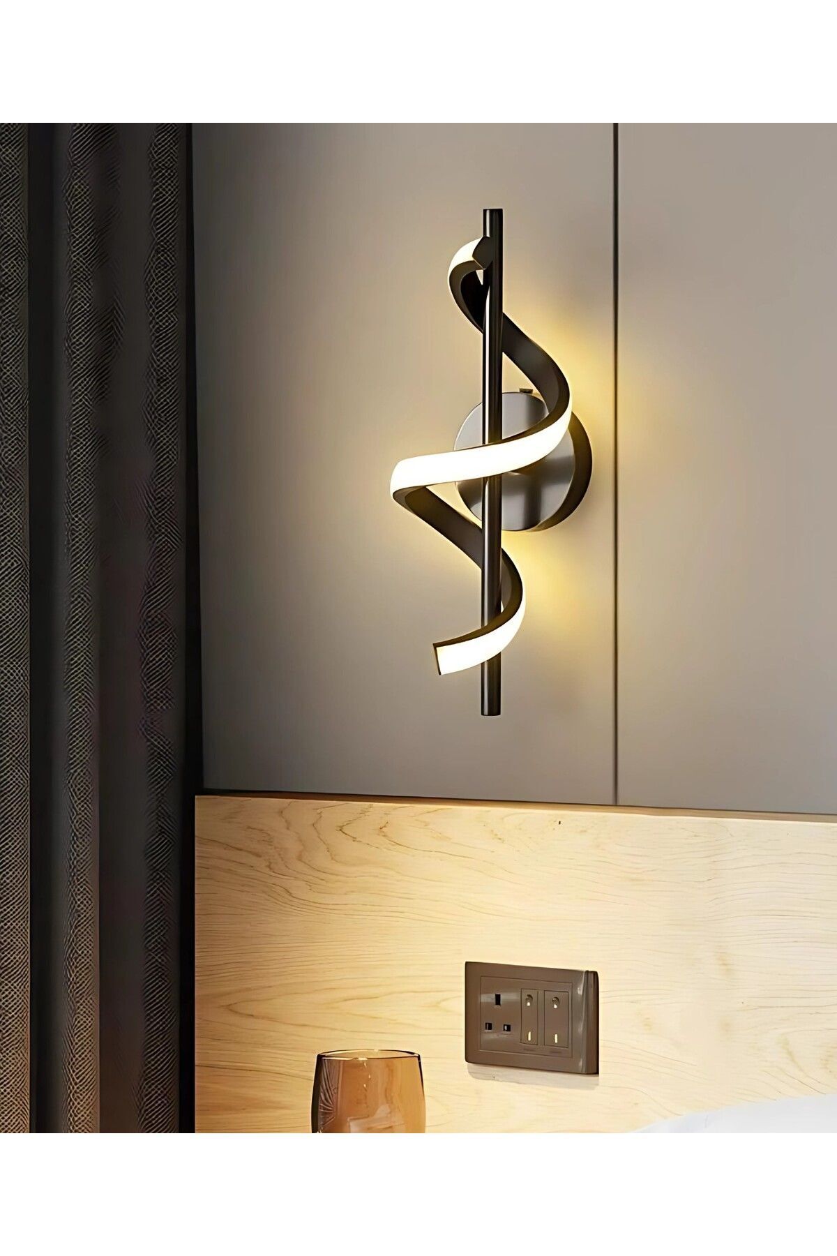 retro home design Alex Model Pilli Tak Çalıştır Siyah Led Aplik Pil Dahil Yatak Odası Salon