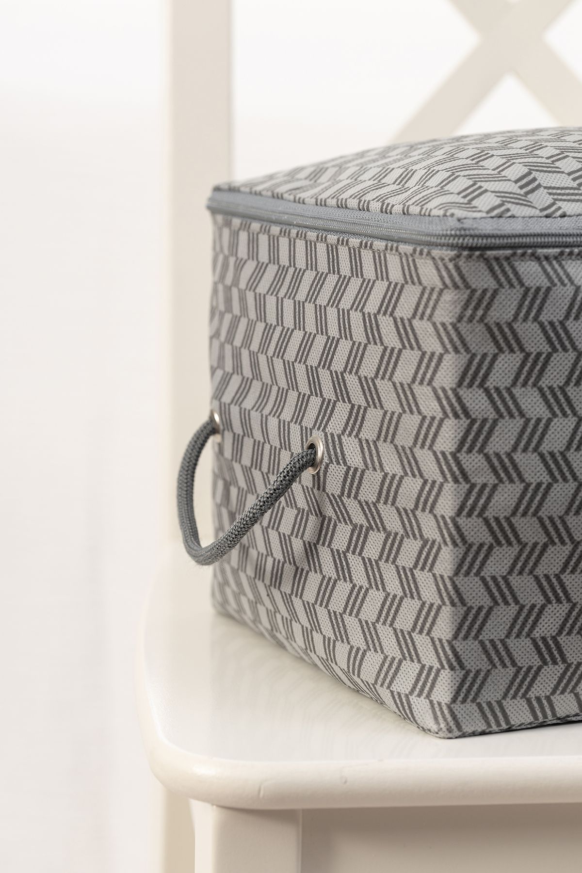 REKHOME-Set of 2 Herringbone Gray Small Size under Base Socks Suitcase Organizer Dowry Bundle Organizer Hurç 5
