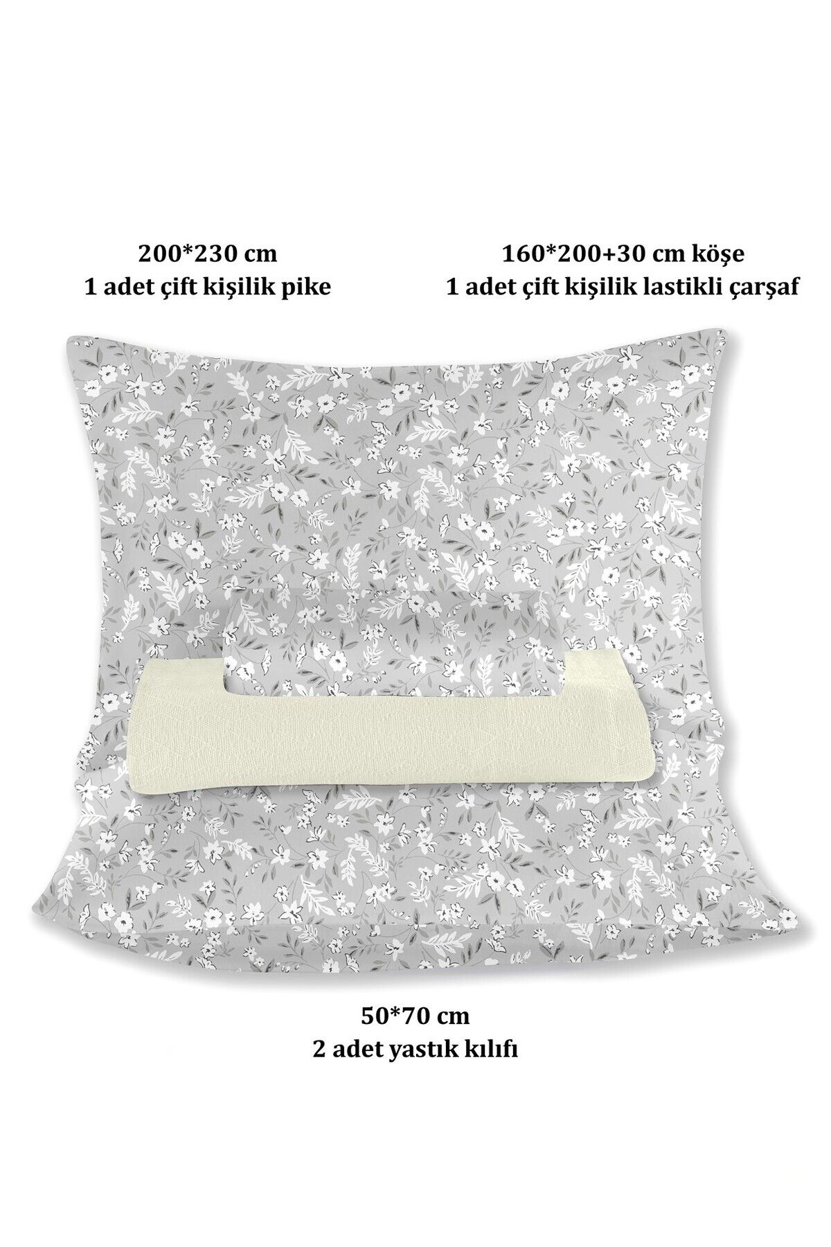 Evim-100% Cotton Olivia Cream Double Pique Set 200 X 230 cm 6