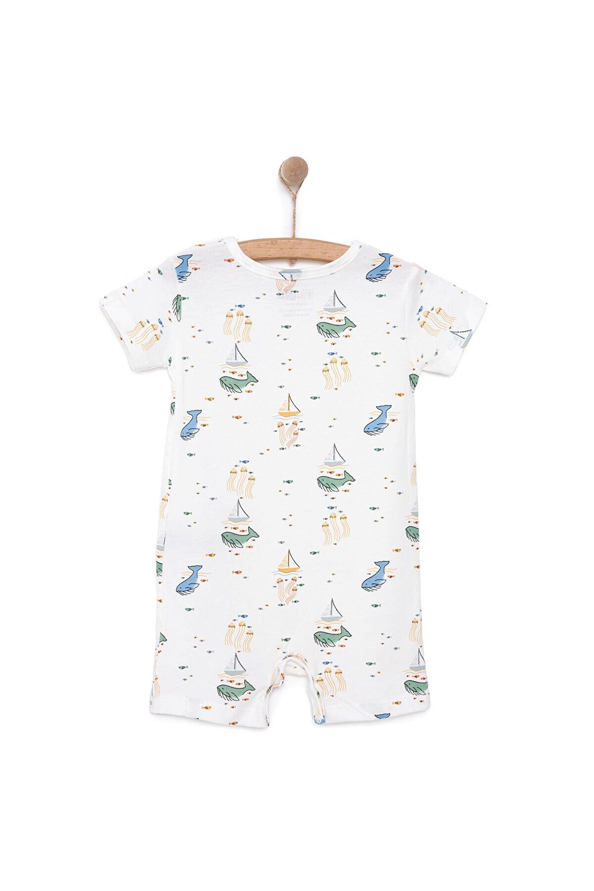 ebebek Hello Baby HelloBaby Yenidoğan Erkek Bebek Kısa Tulum İnterlok Ekru fotoğrafı 2 (önizleme)