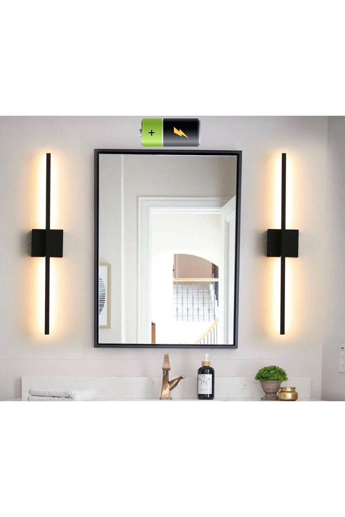 Betül Home Design Modern Dekoratif Pilli Kare Led Duvar Aplik Siyah (1 ADET)
