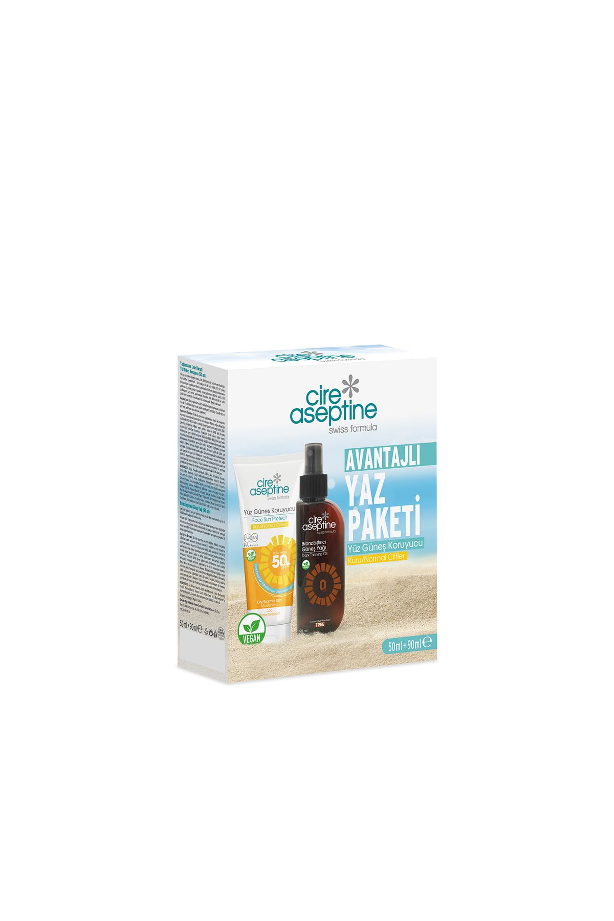 CIRE ASEPTINE CİRE ASEPTİNE AVANTAJLI YAZ PAKETİ (KURU NORMAL 50 ML + BRONZLAŞTIRICI GÜNEŞ YAĞI 90 ML)