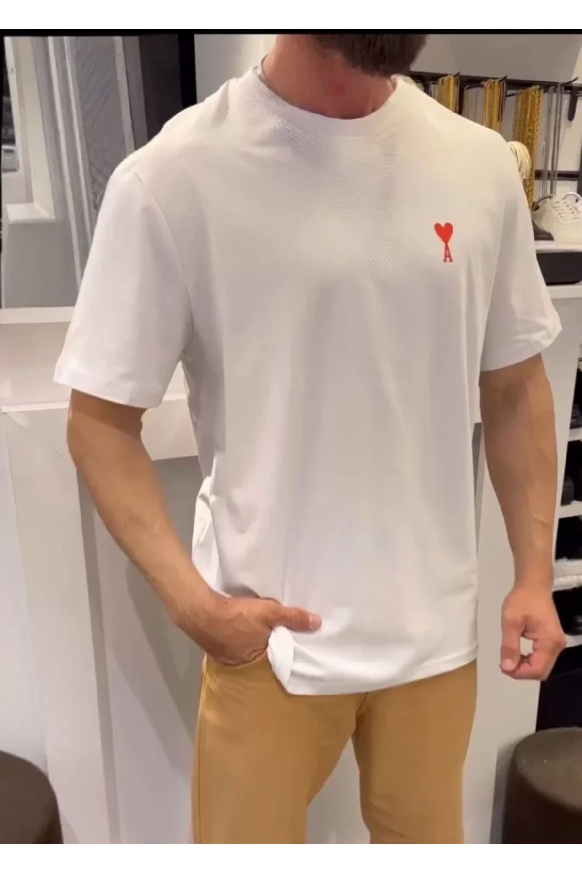 Asap Unisex Bisiklet Yaka Baskılı Oversize T-Shirt - Beyaz